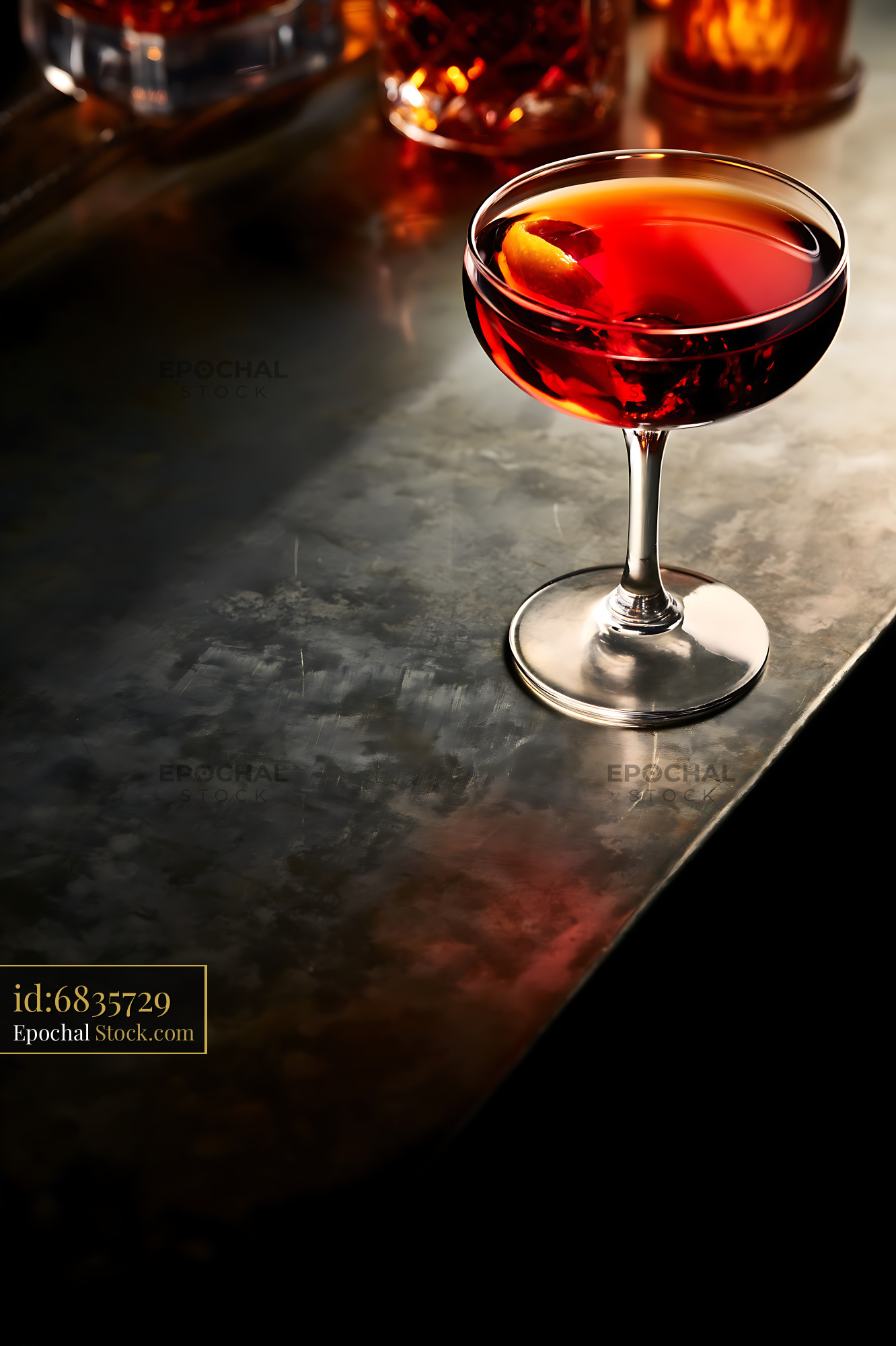 Saratoga Cocktail with Orange Twist - stock photo