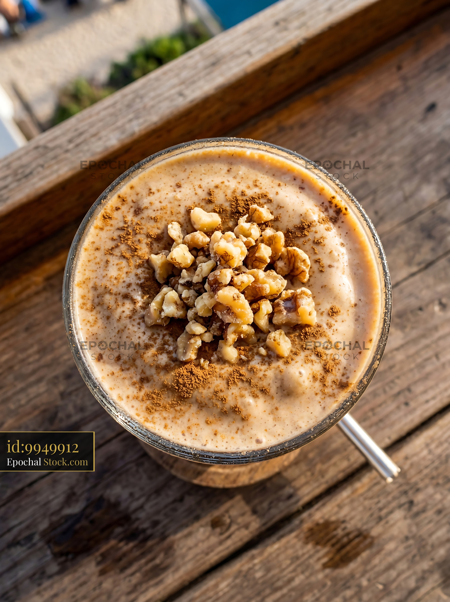 Tahini Date Shake with Cinnamon Walnut Top - stock photo