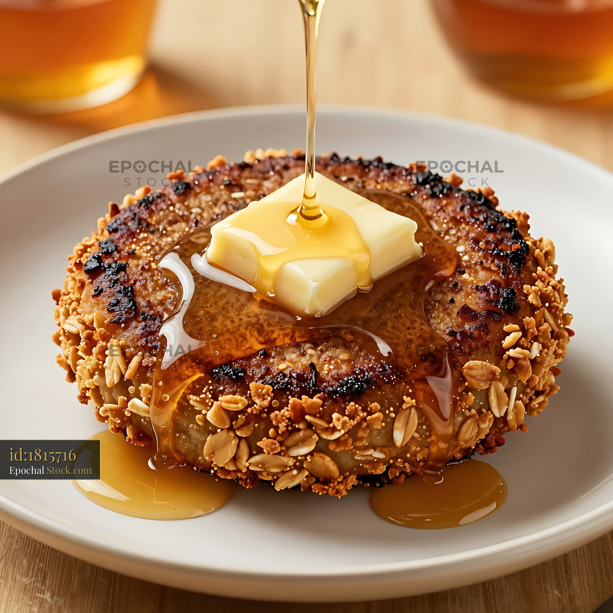 Goetta With Butter and Maple Syrup - stock photo