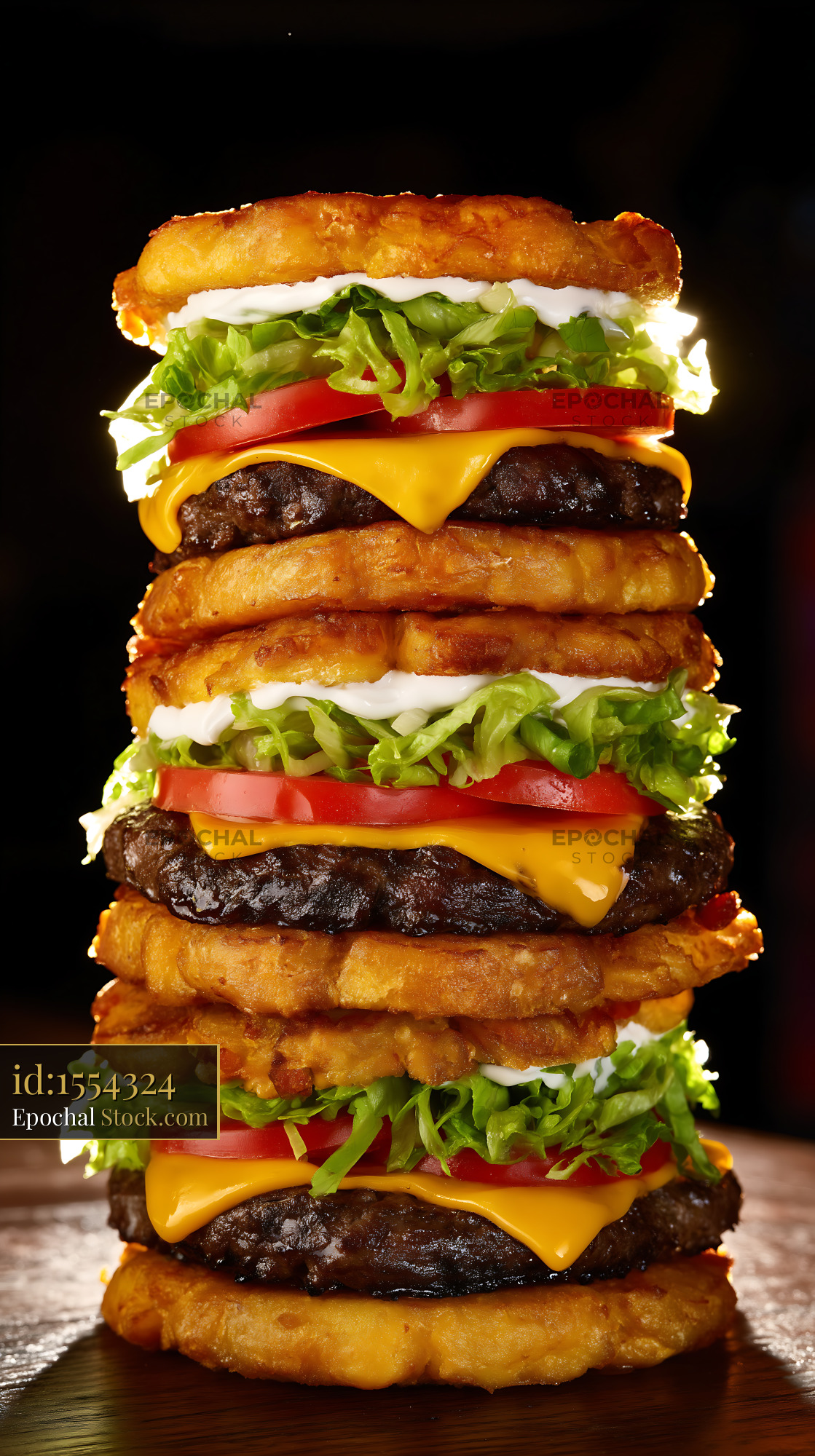 Jibarito Burger Stack with Fried Plantain Buns - stock photo