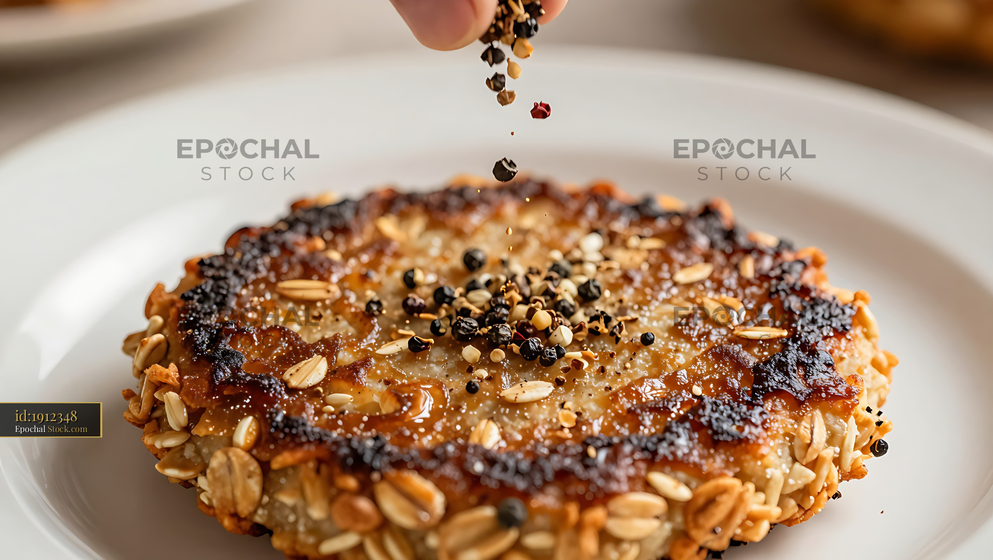 Goetta Breakfast Cake with Sesame Seeds - stock photo
