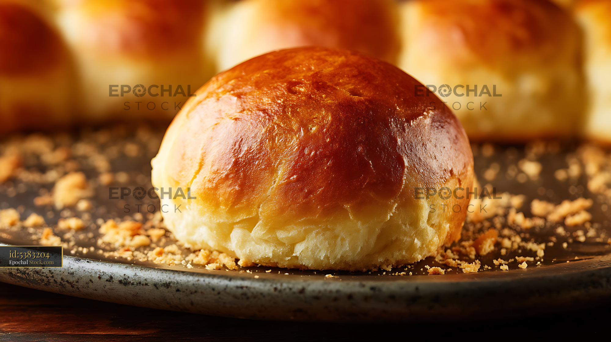 Bierocks Pastry Golden Baked on Rustic Ceramic Plate - stock photo