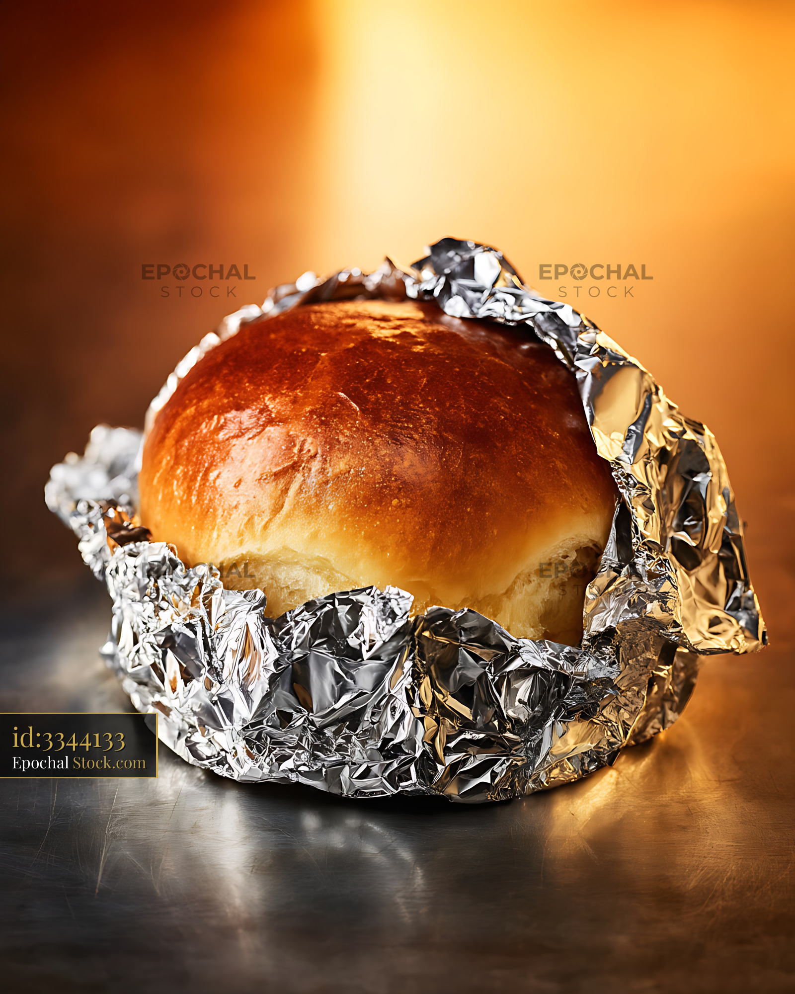Warm Bierocks Fresh from Oven, Golden Baked Pastry Wrapped in Foil - stock photo