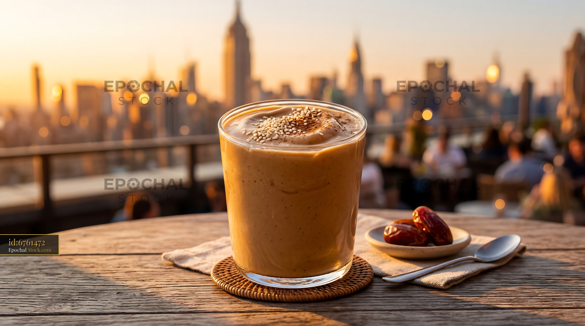 Tahini Date Shake Overlooking Manhattan - stock photo