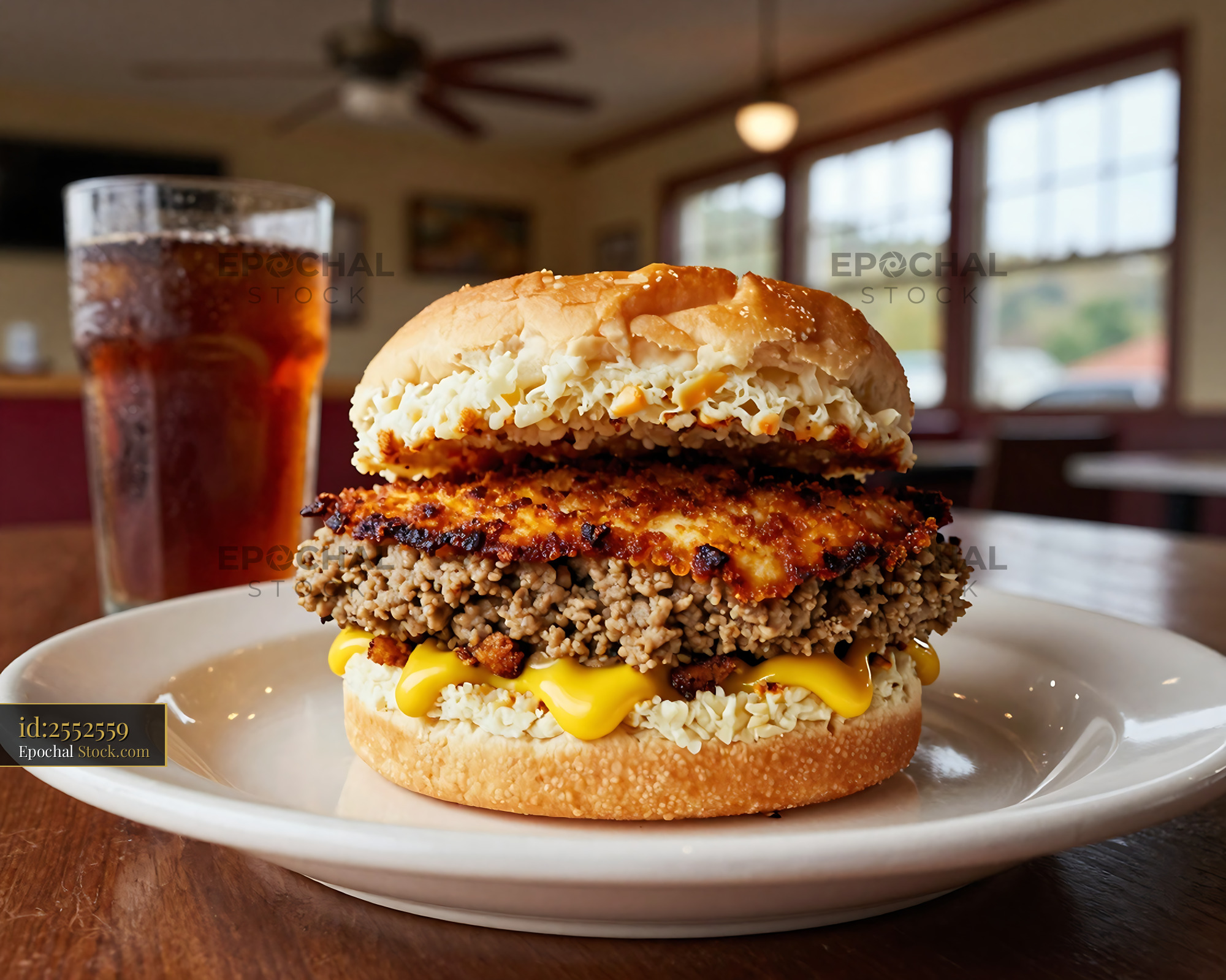 Gourmet Livermush Sandwich with Coleslaw - stock photo
