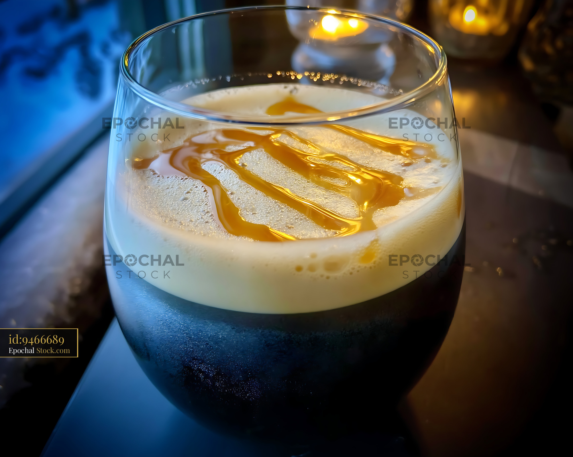 Nitro Caramel Coffee with Creamy Head - stock photo