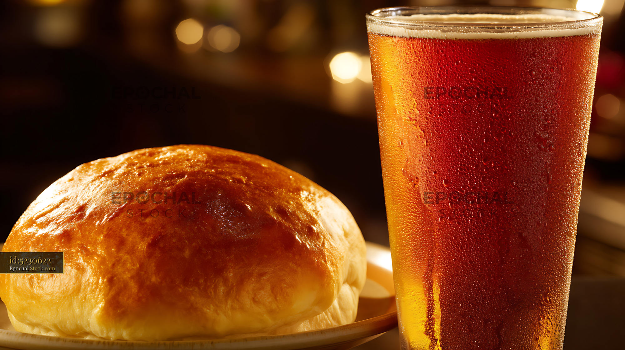 Bierocks with Cold Soda on Rustic Table in Warm Golden Light - stock photo