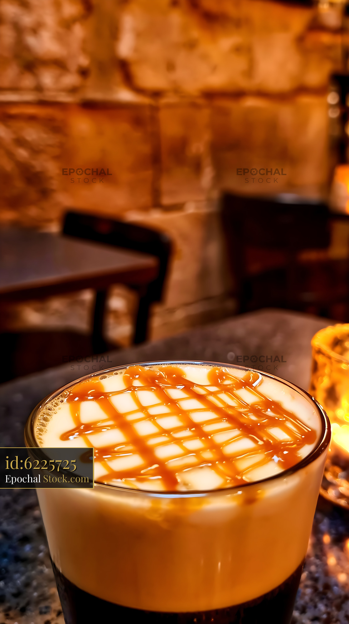 Nitro Caramel Coffee with Cream Drizzle - stock photo