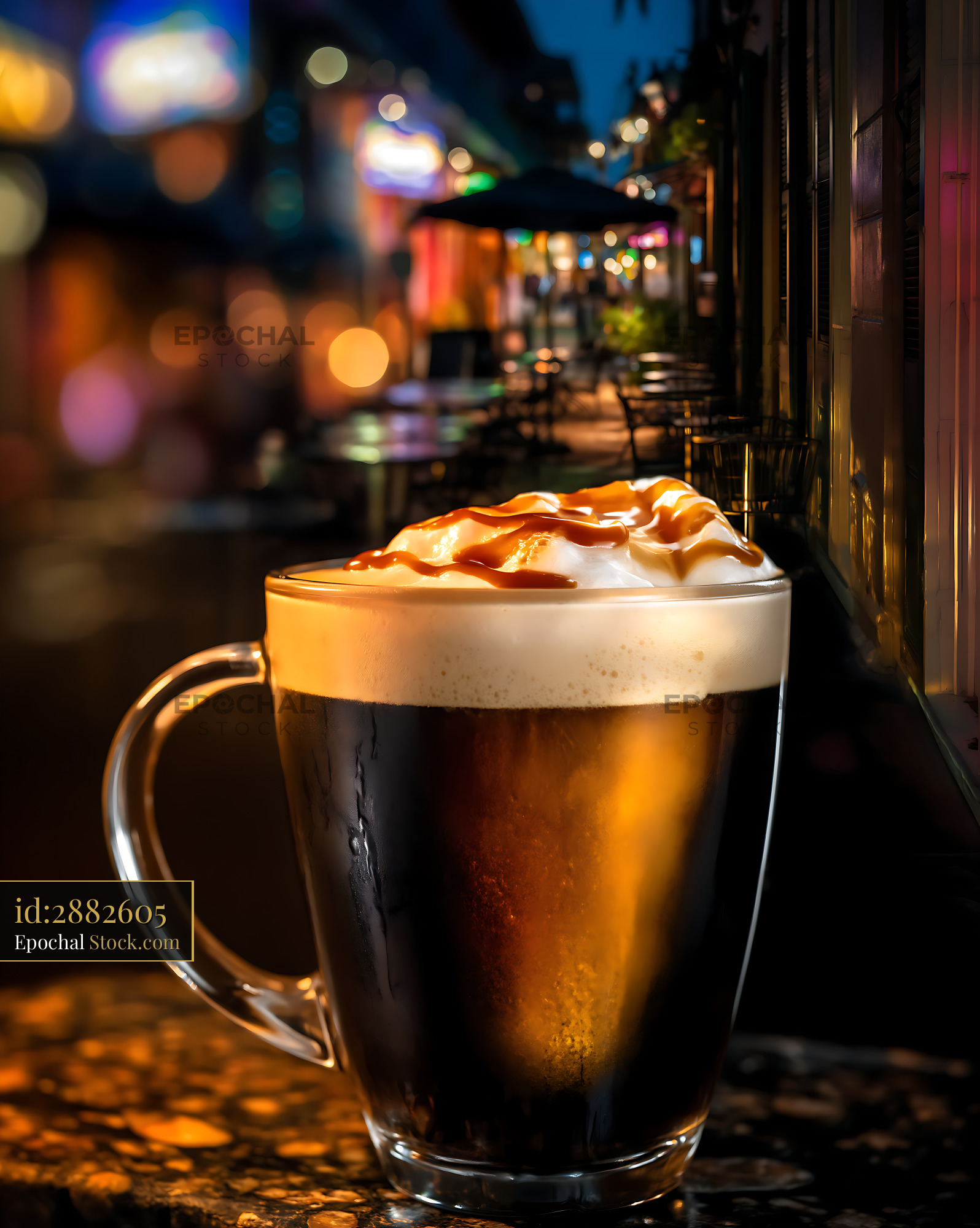 Nitro Caramel Coffee Drink on City Street - stock photo