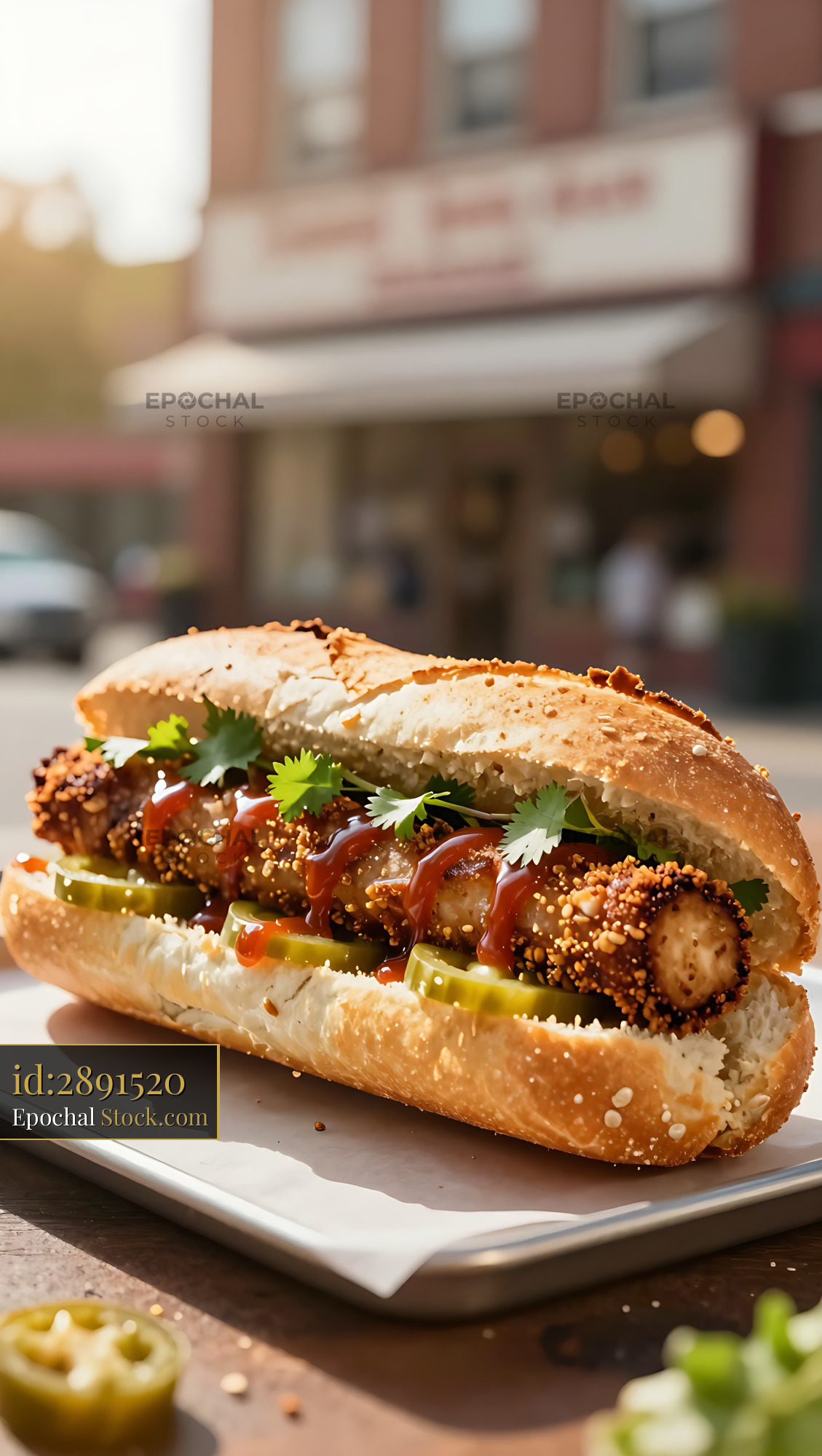 Goetta Sandwich with Jalapenos & Cilantro - stock photo