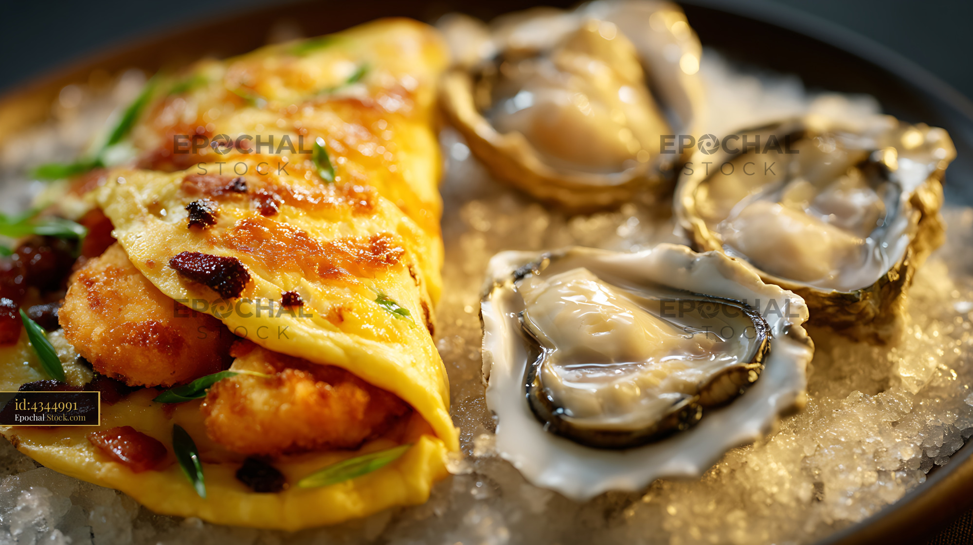 Fresh Oysters and Seared Seafood Fine Dining Plate - stock photo