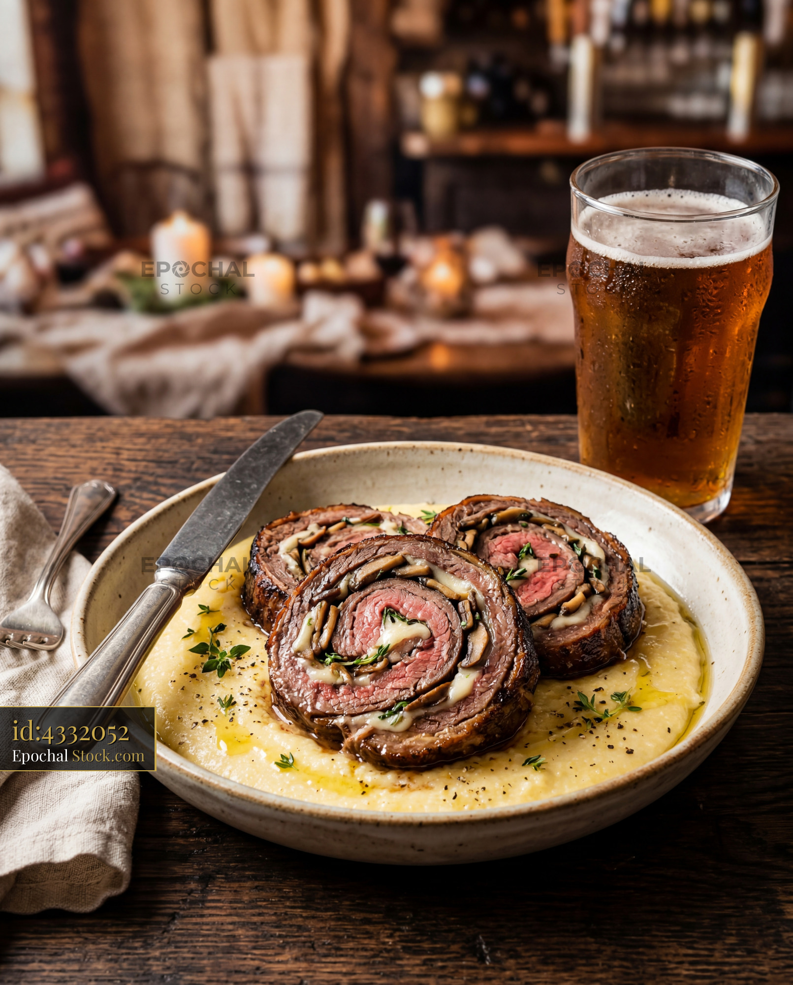 Beef Roulade Sliced with Beer Pairing - stock photo