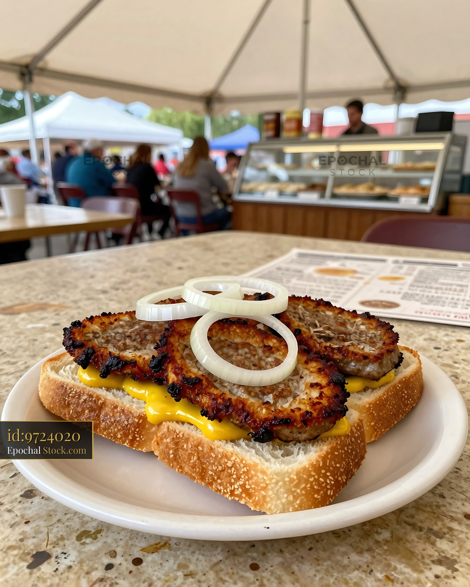 Livermush Sandwich with Cheese at Market - stock photo