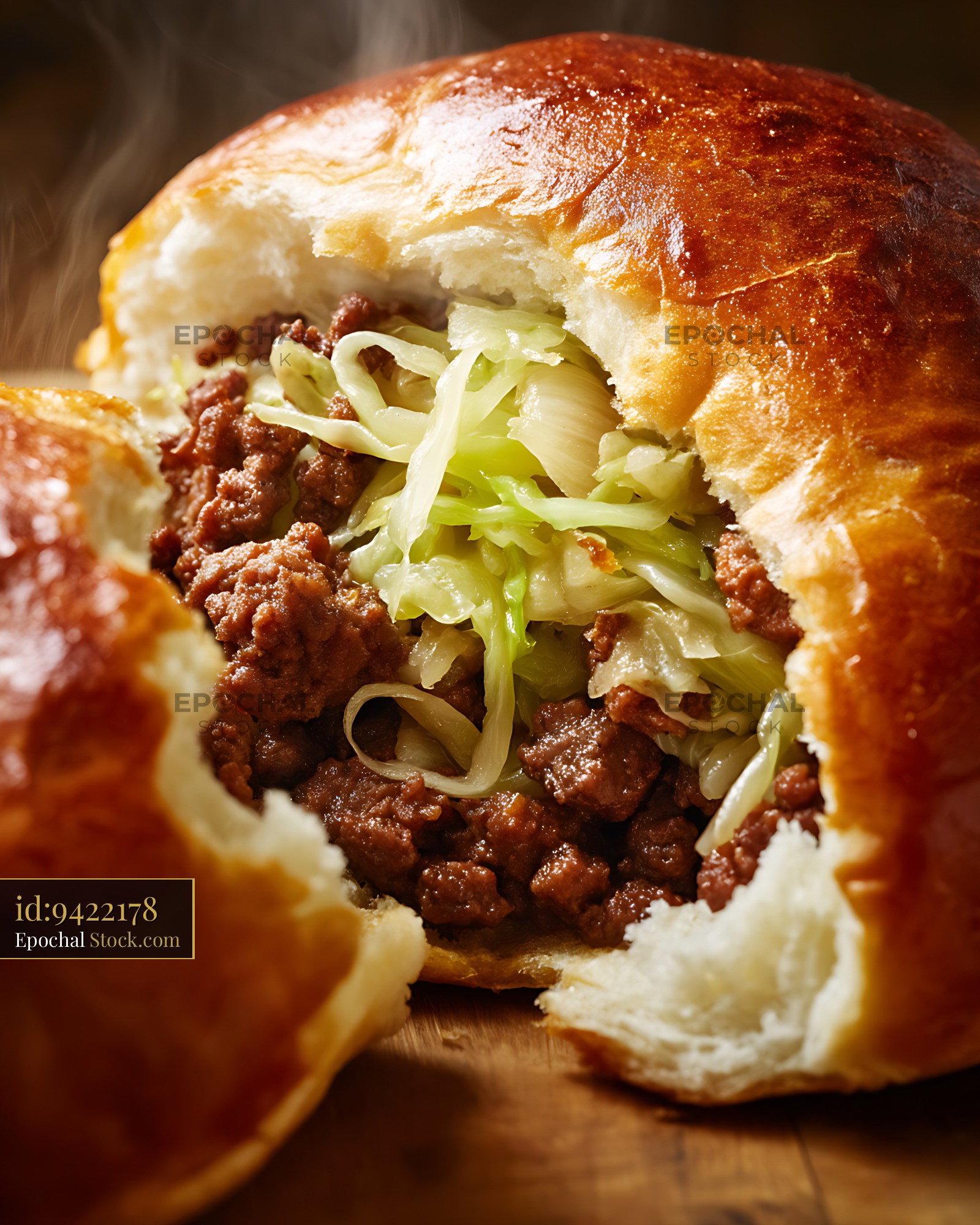 Gourmet Beef Burger with Caramelized Onions - stock photo