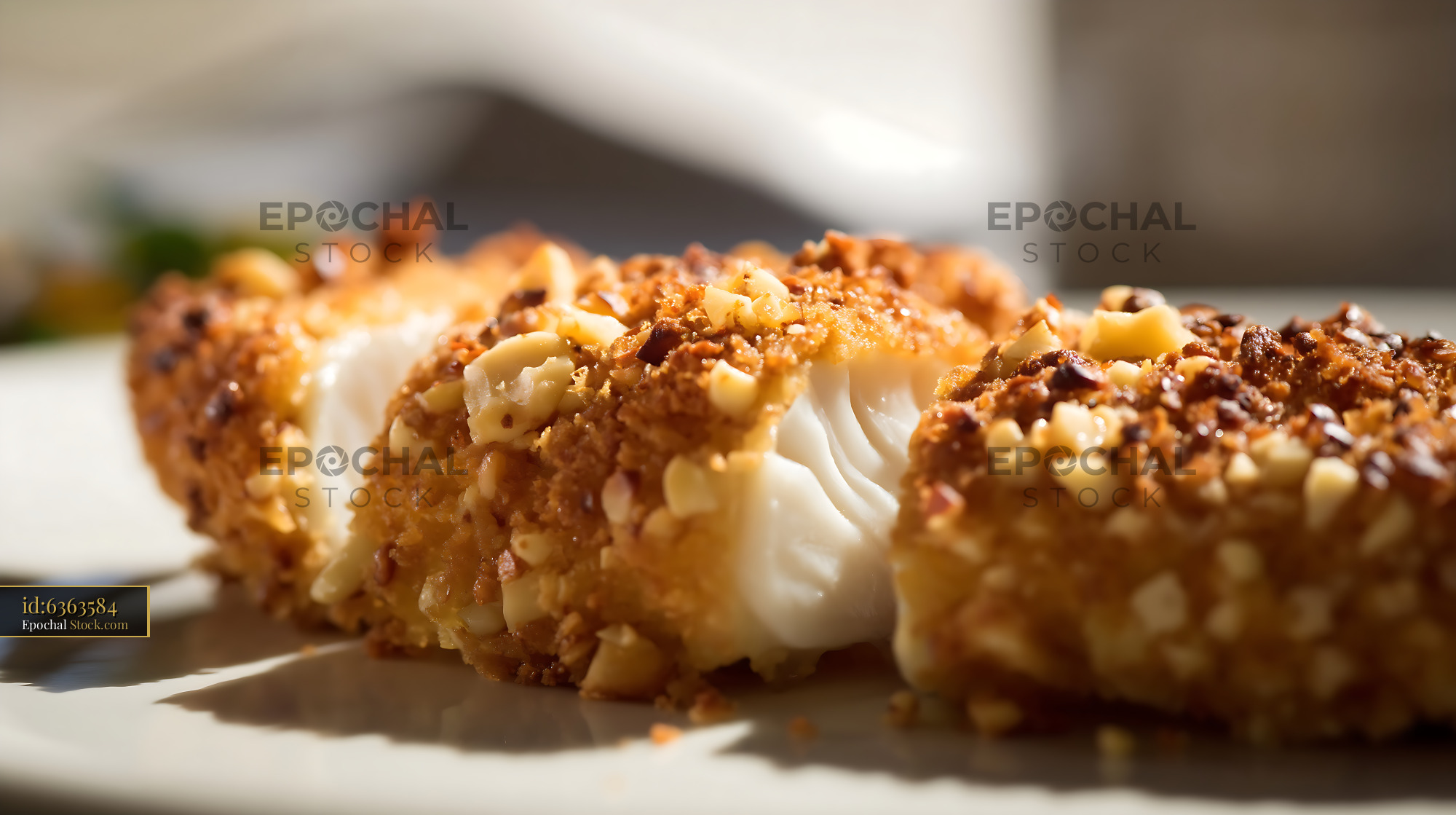 Macadamia Crusted Fish with Creamy Sauce - stock photo