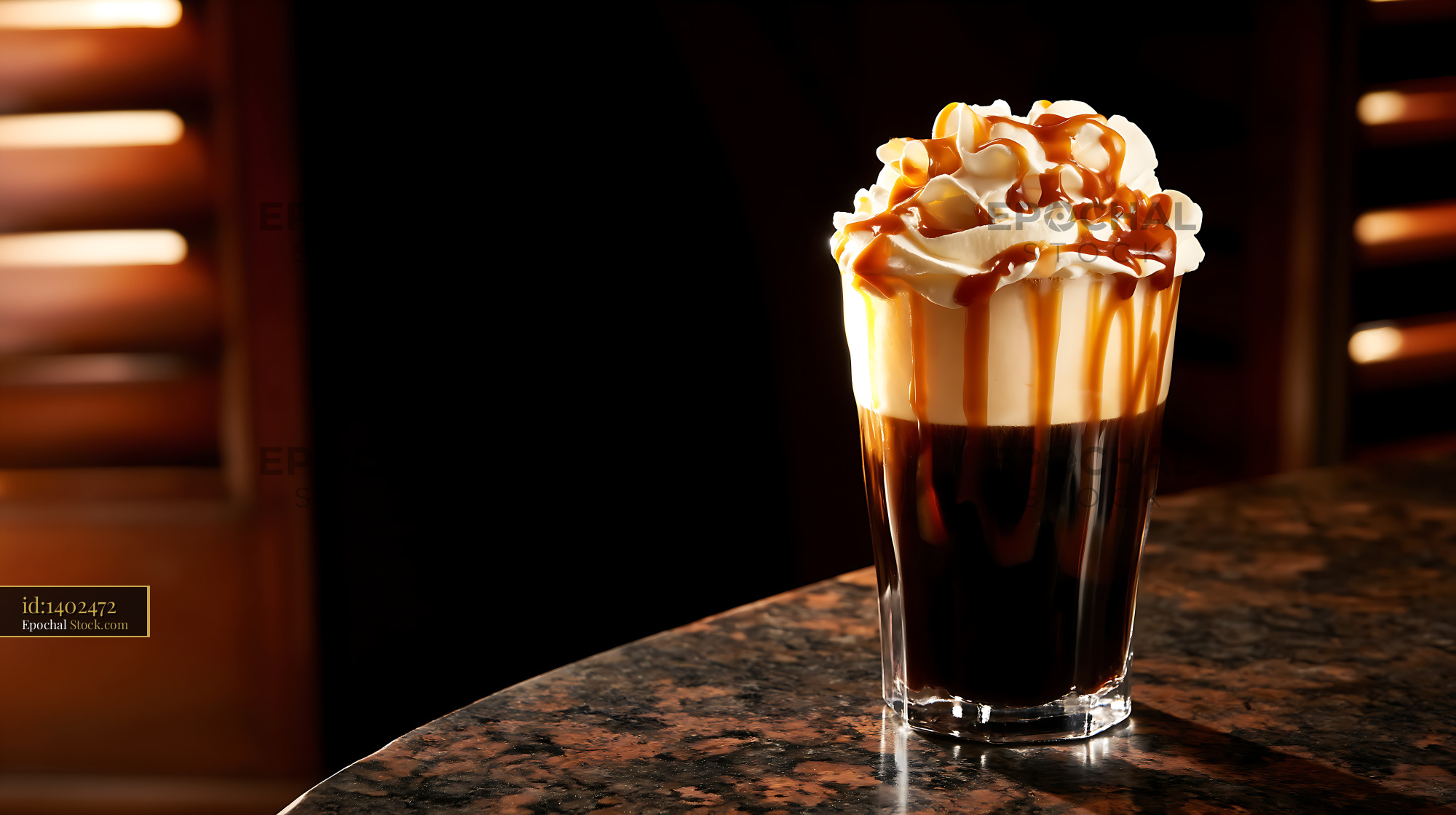 Nitro Caramel Coffee with Whipped Cream - stock photo