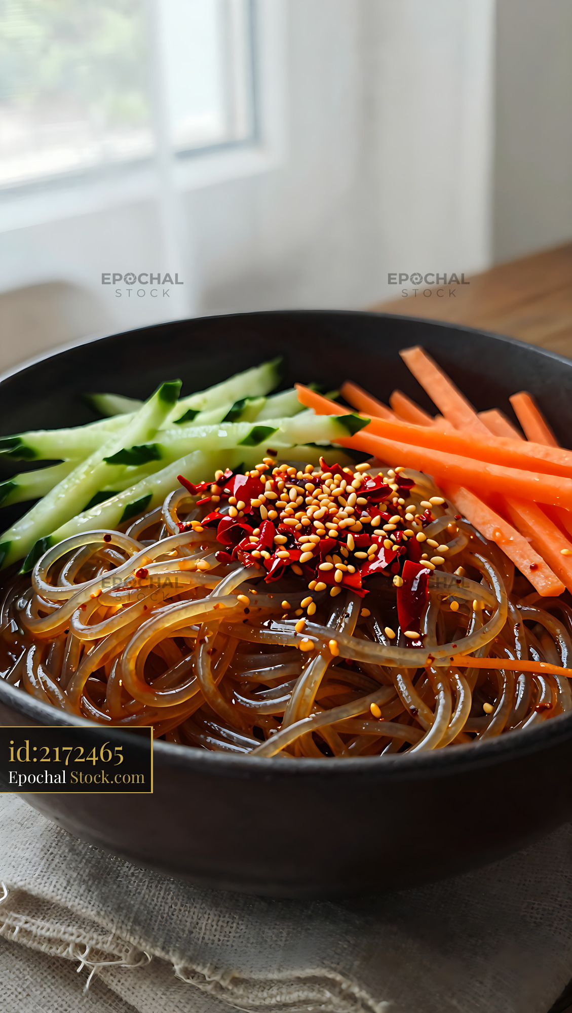 Sichuan Glass Noodle Salad with Fresh Vegetables - stock photo