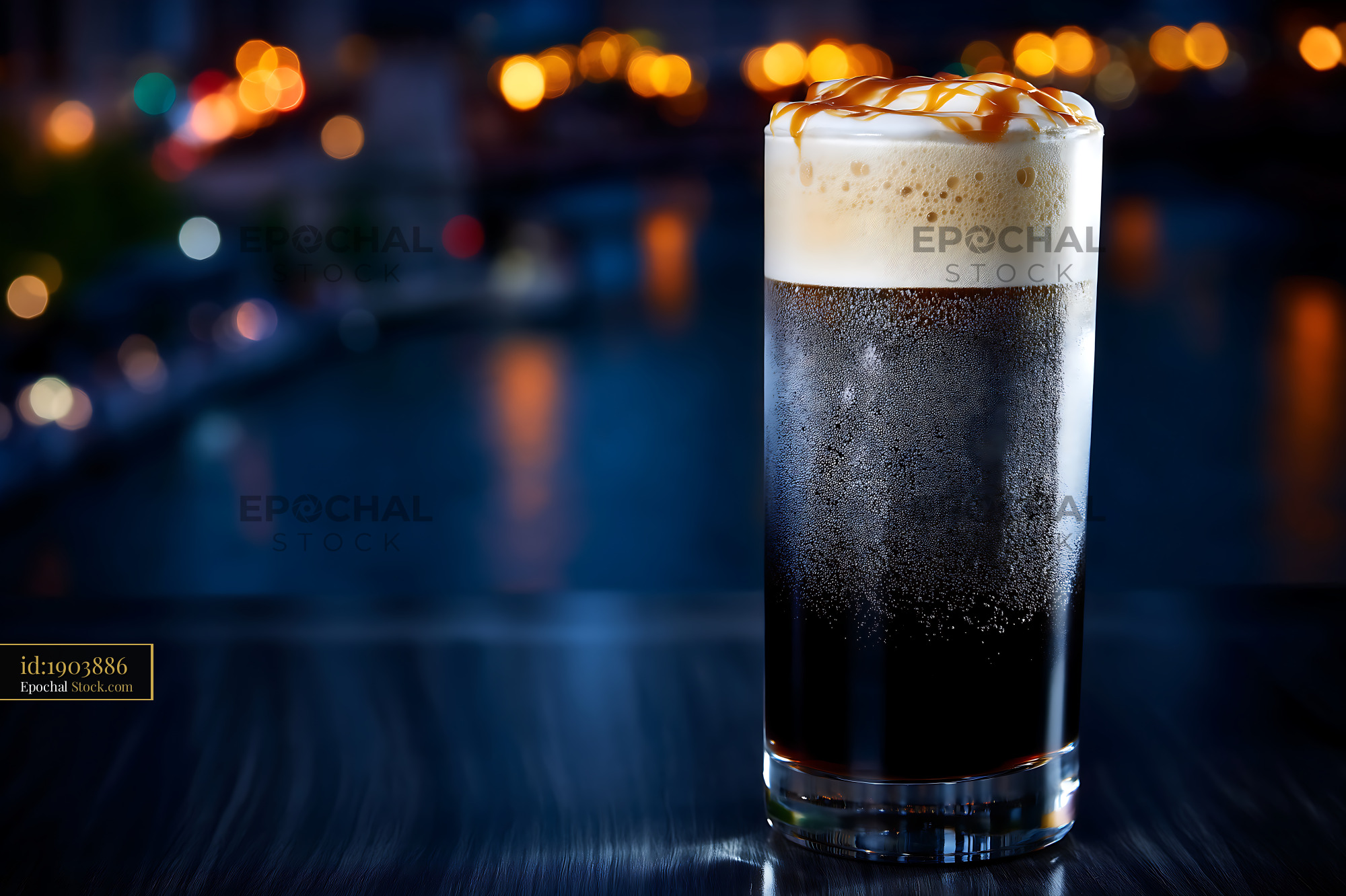 Nitro Caramel Coffee with Creamy Foam - stock photo