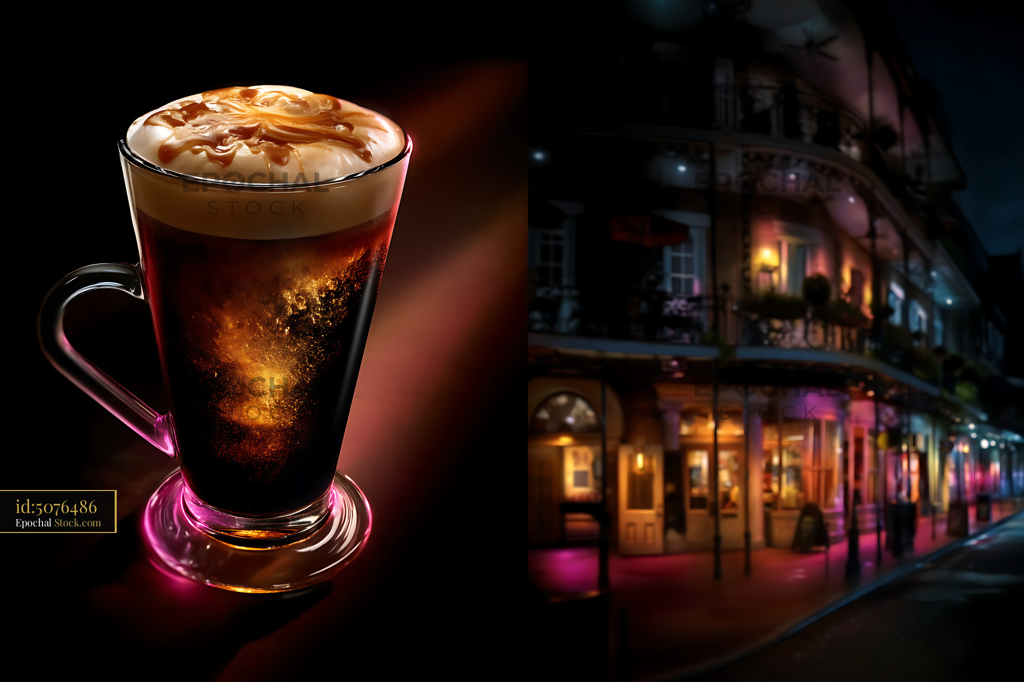 Nitro Caramel Coffee with Creamy Foam - stock photo