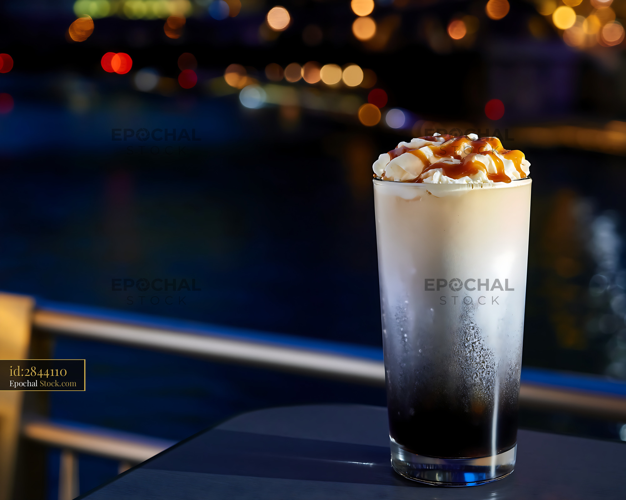 Nitro Caramel Coffee with Whipped Cream - stock photo