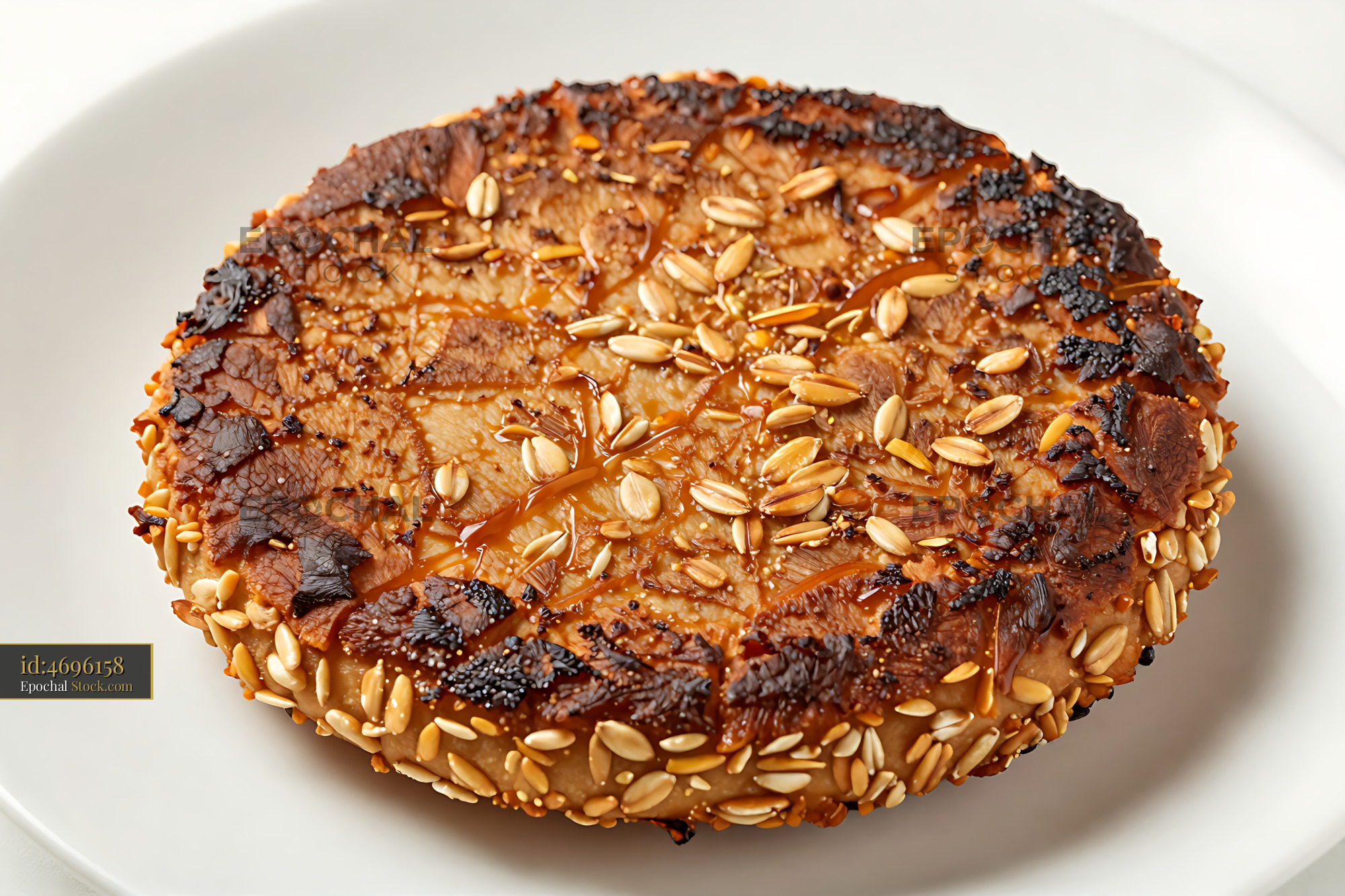 Glazed Bagel with Peanut and Seed Topping - stock photo