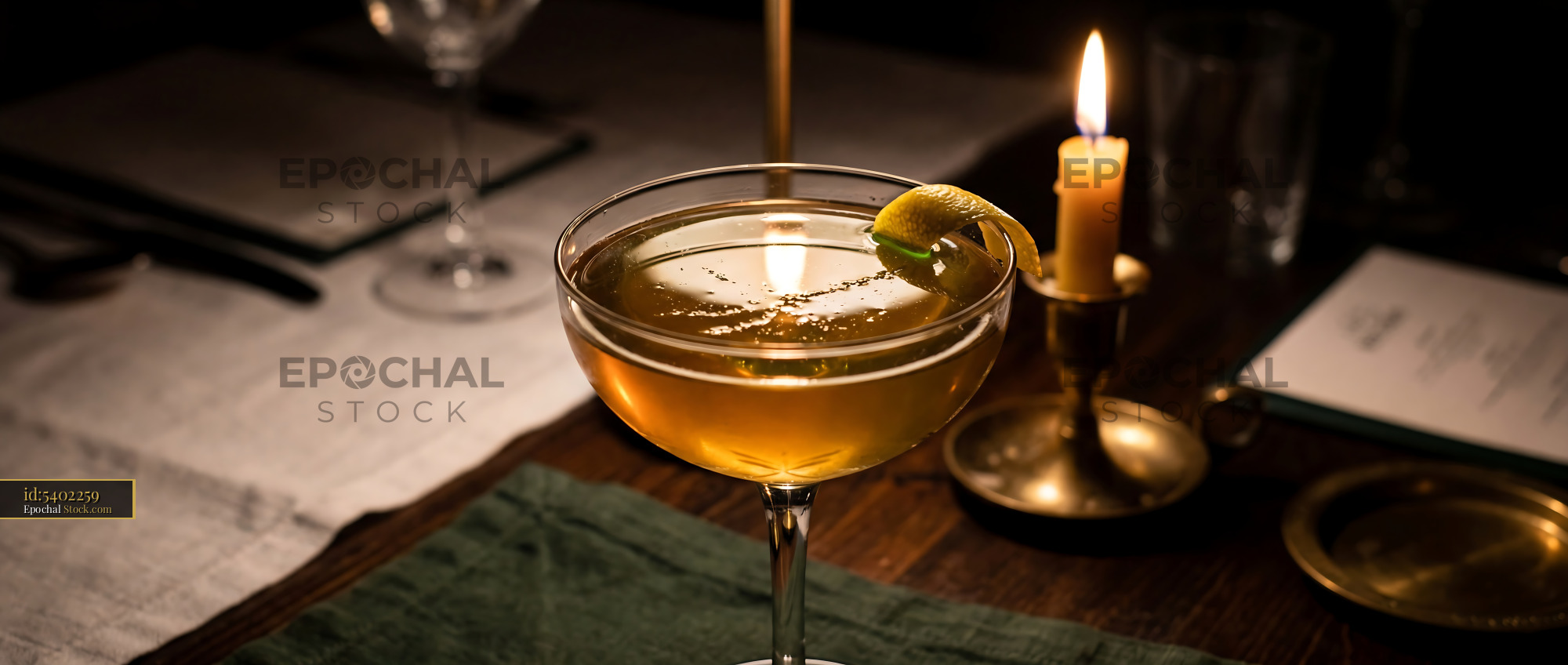 Tipperary Cocktail with Lemon Twist Evening - stock photo