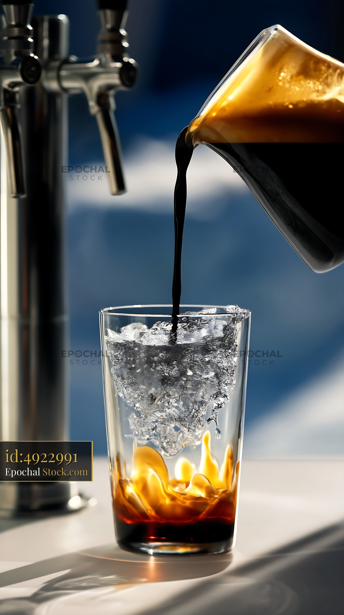Nitro Caramel Coffee Pour Over Ice - stock photo