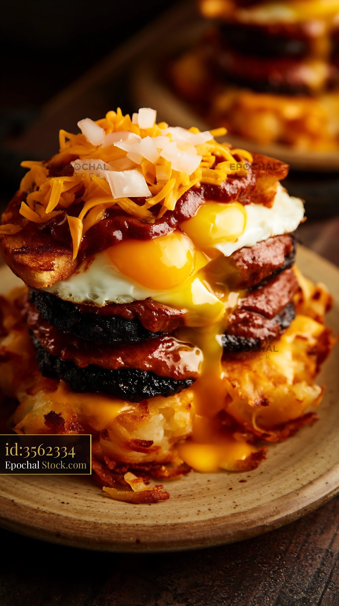 St. Louis Slinger with Fried Eggs and Crispy Hash - stock photo