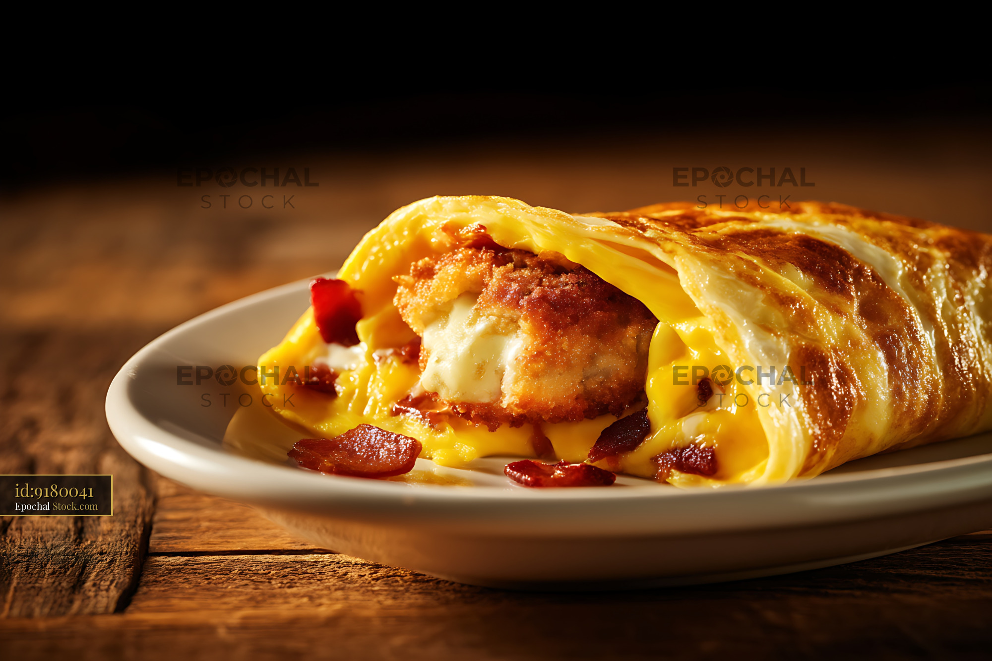 Crispy Bacon Egg Cheese Breakfast Croissant - stock photo