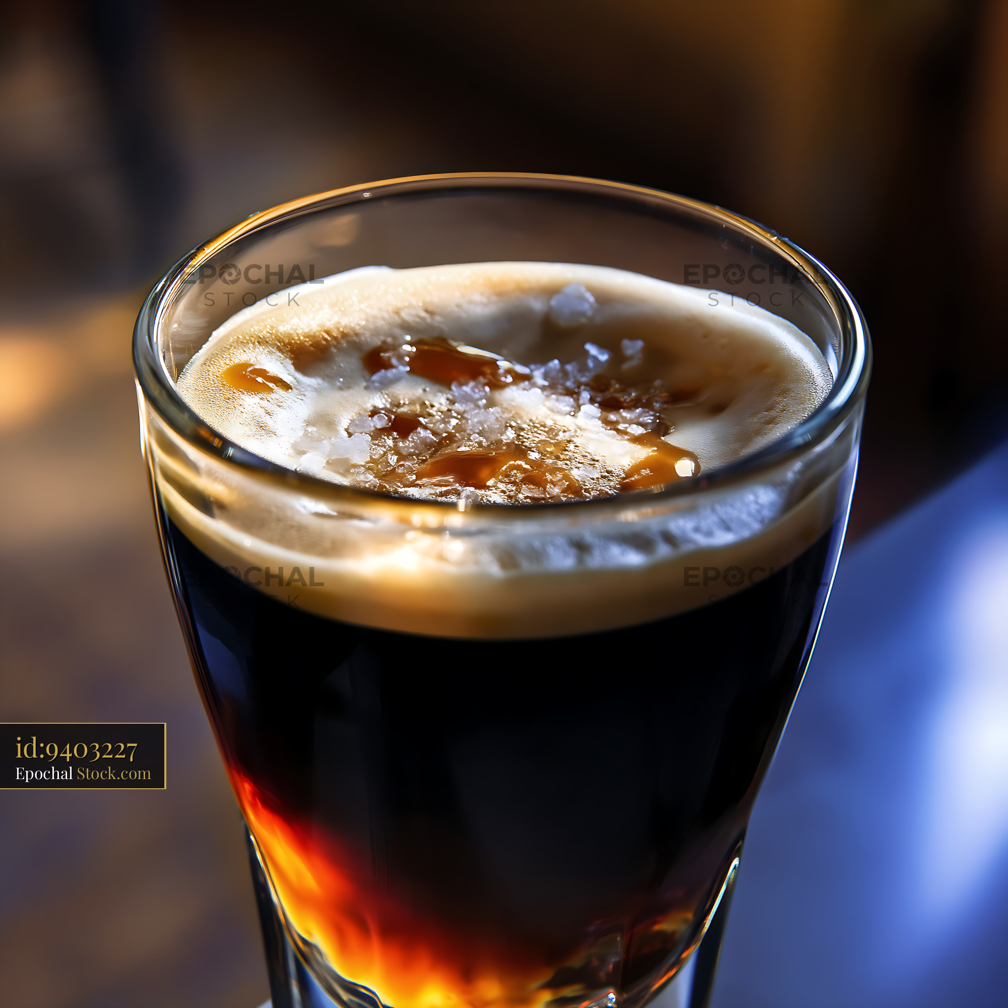 Nitro Caramel Coffee with Creamy Head - stock photo