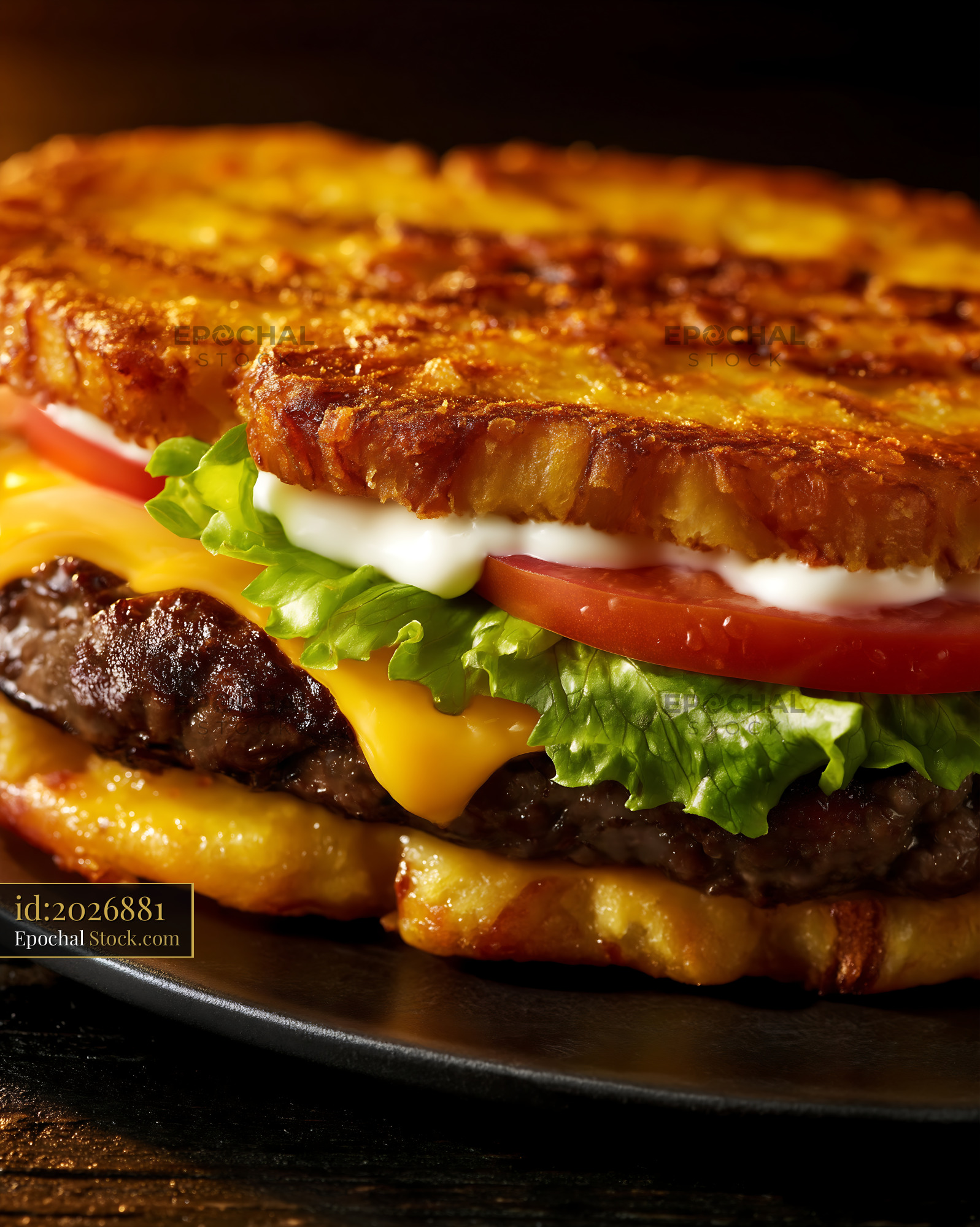 Gourmet Beef Burger on Toasted Brioche Bread - stock photo