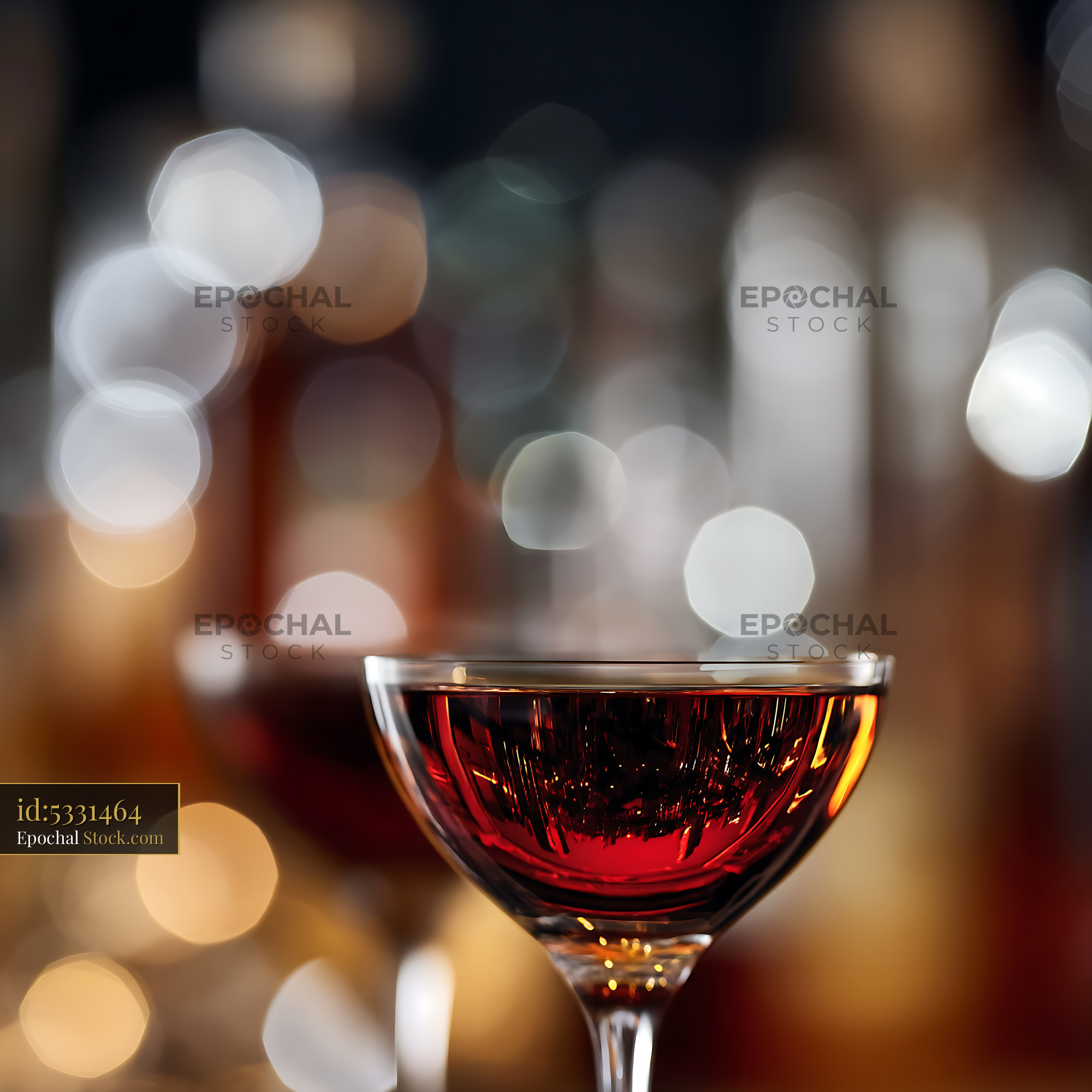 Bushwick Cocktail in Coupe Glass with Bokeh - stock photo