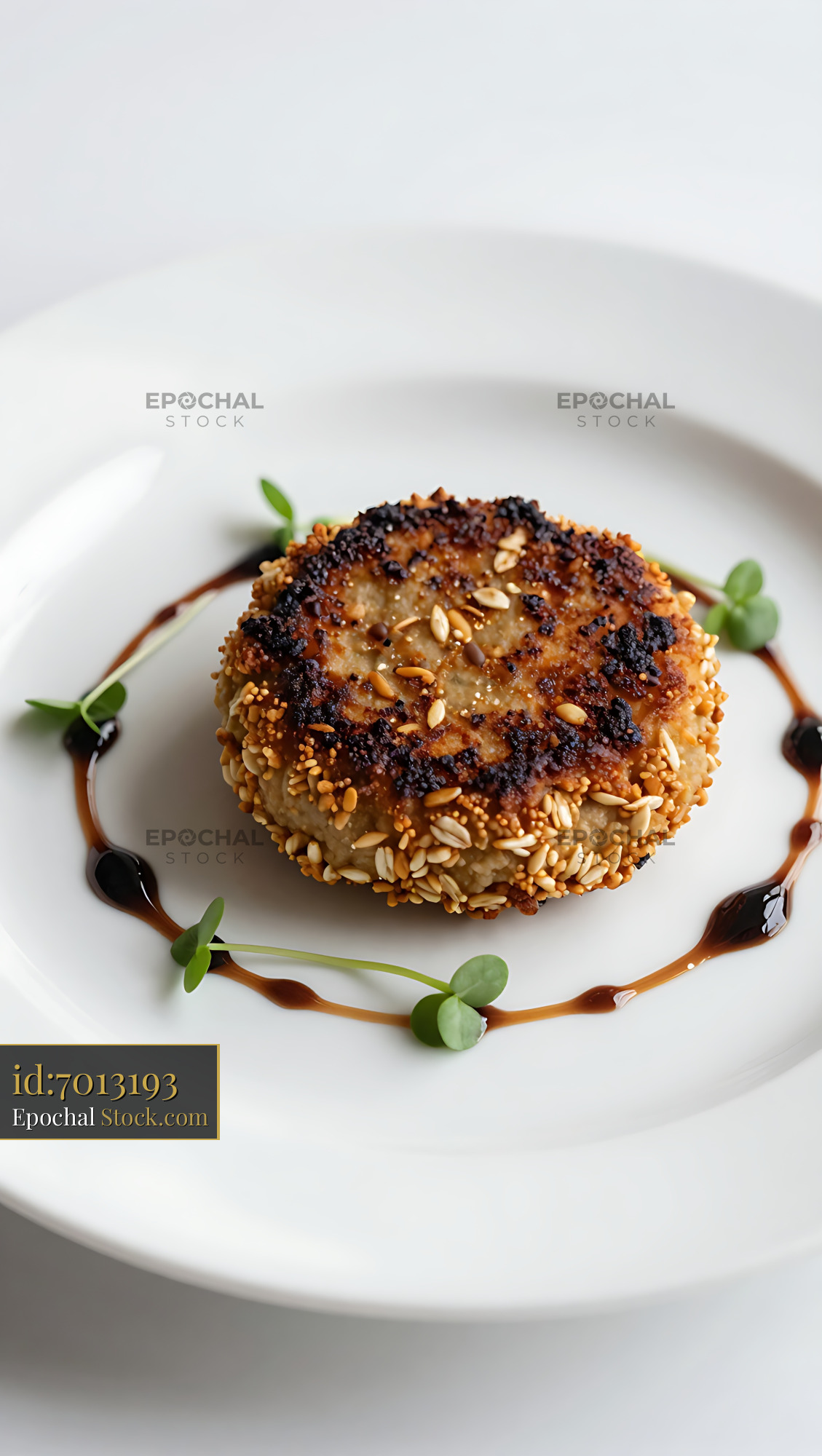 Seared Sesame Croquette Fine Dining Plated - stock photo