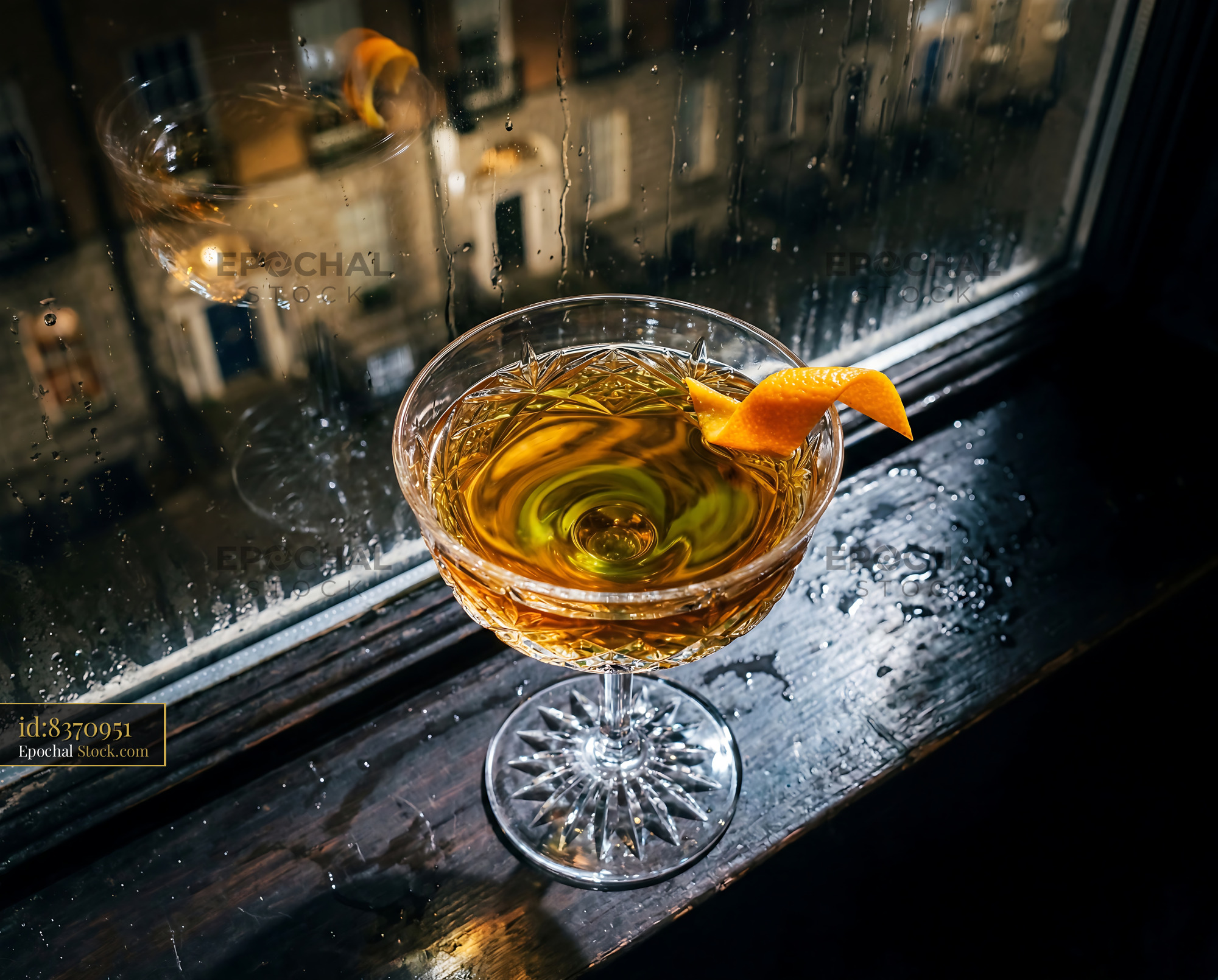Tipperary Cocktail with Orange Peel Twist - stock photo