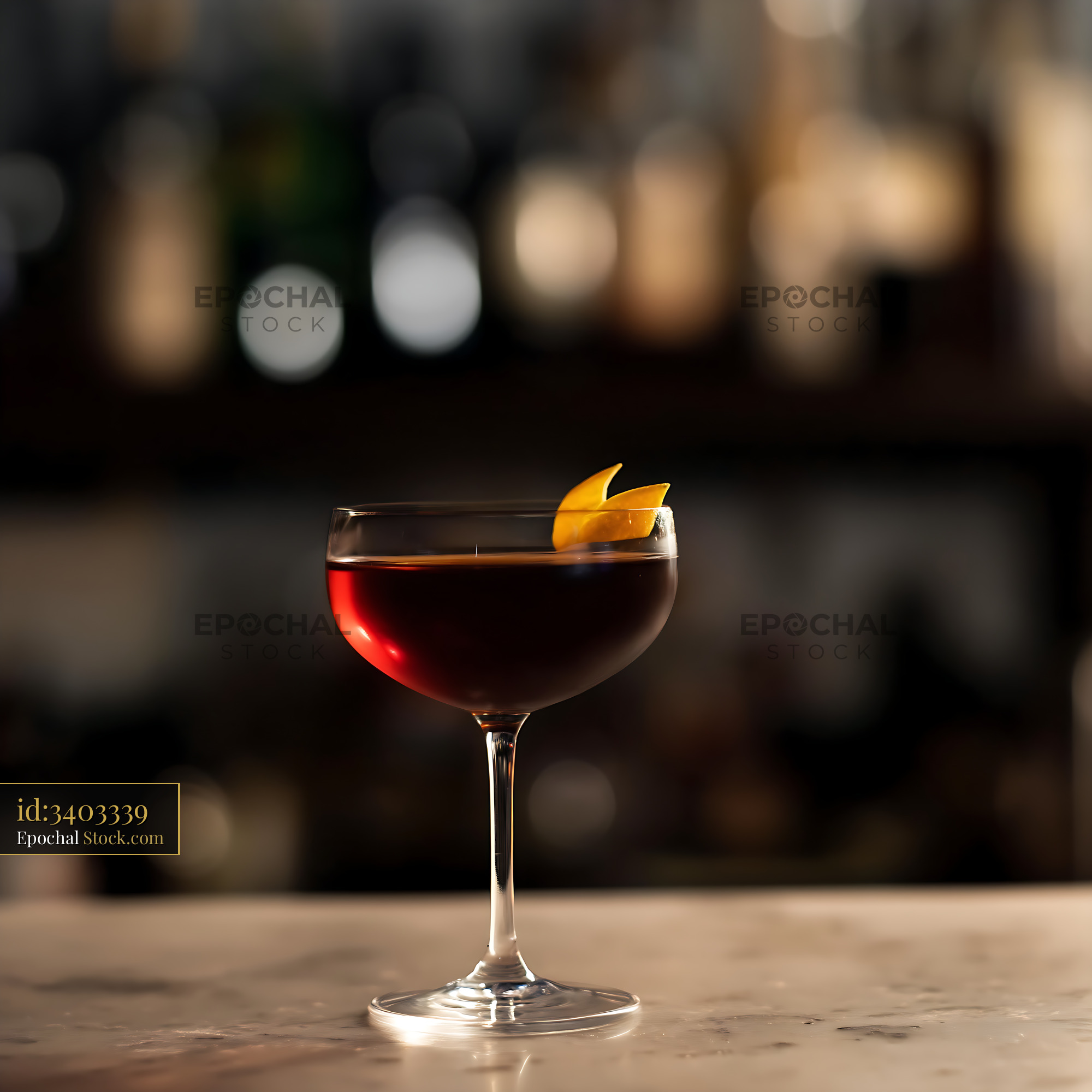 Craft Bushwick Cocktail with Citrus Peel - stock photo