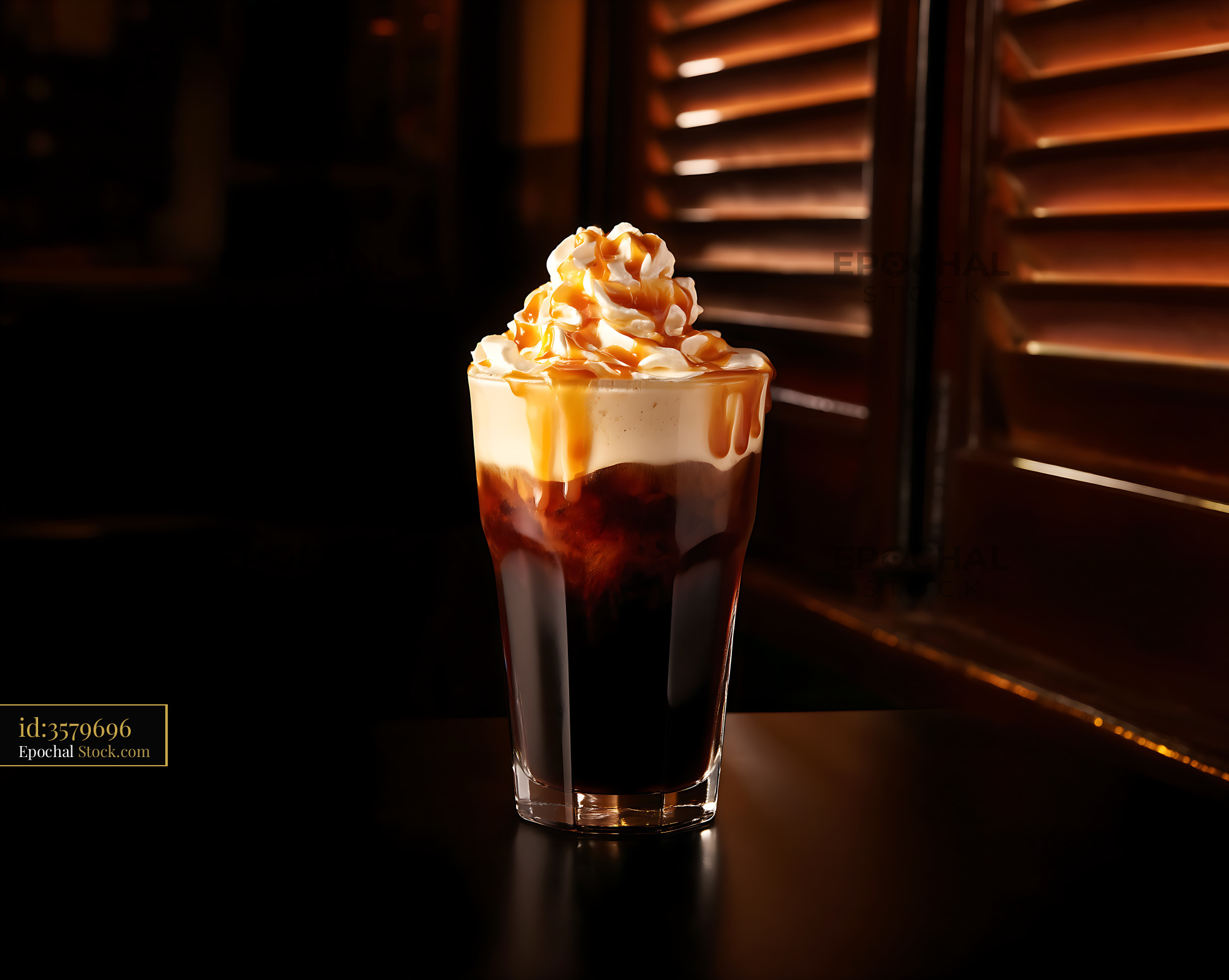 Nitro Caramel Coffee With Caramel Drizzle - stock photo