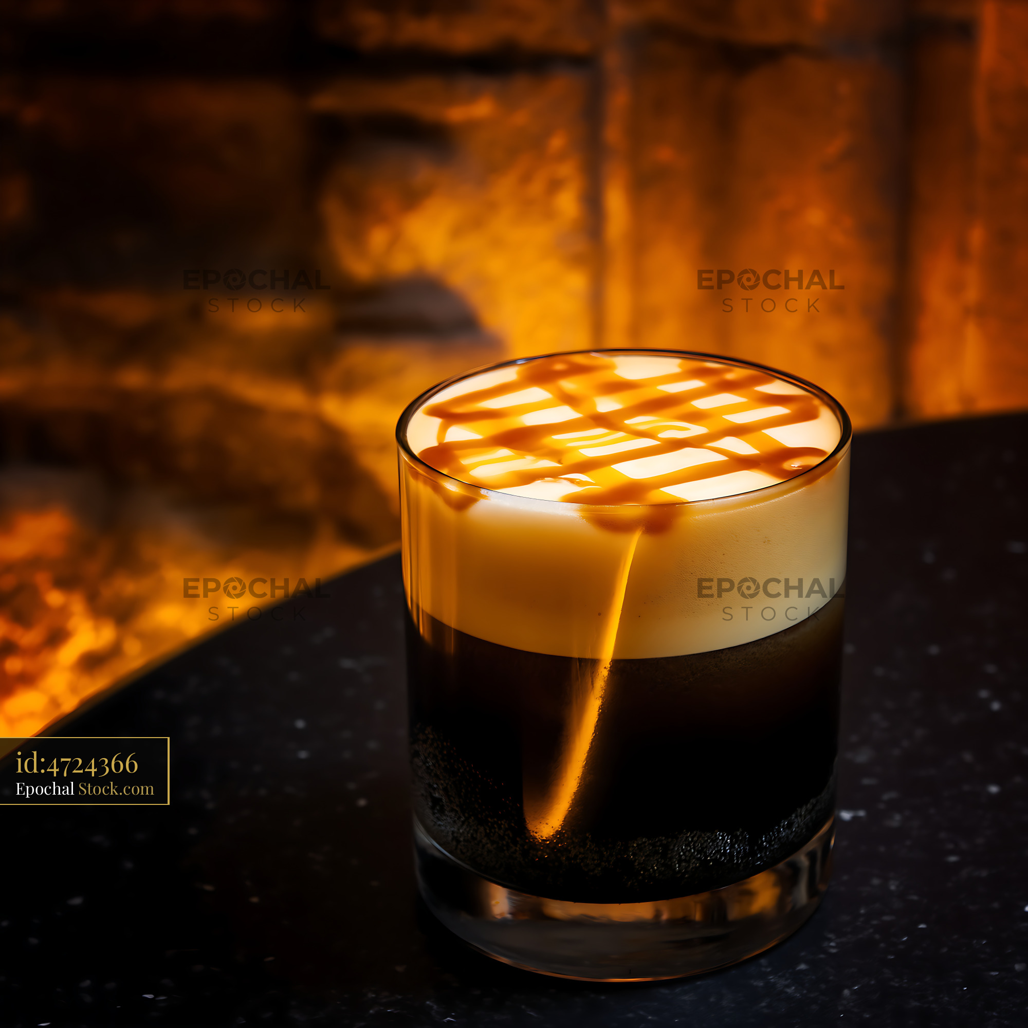 Nitro Caramel Coffee with Cream Topping - stock photo