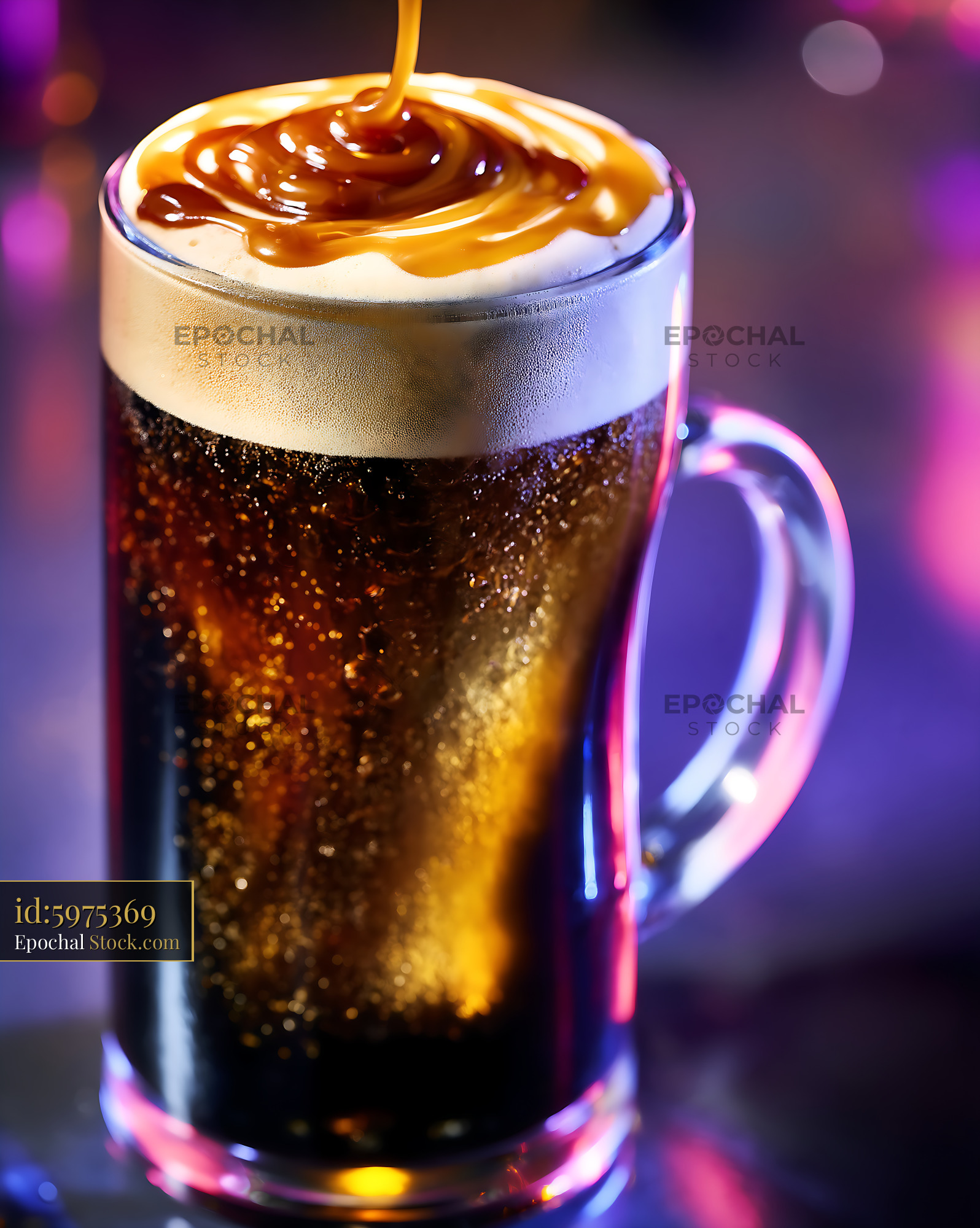 Nitro Caramel Coffee Pouring Drizzle - stock photo
