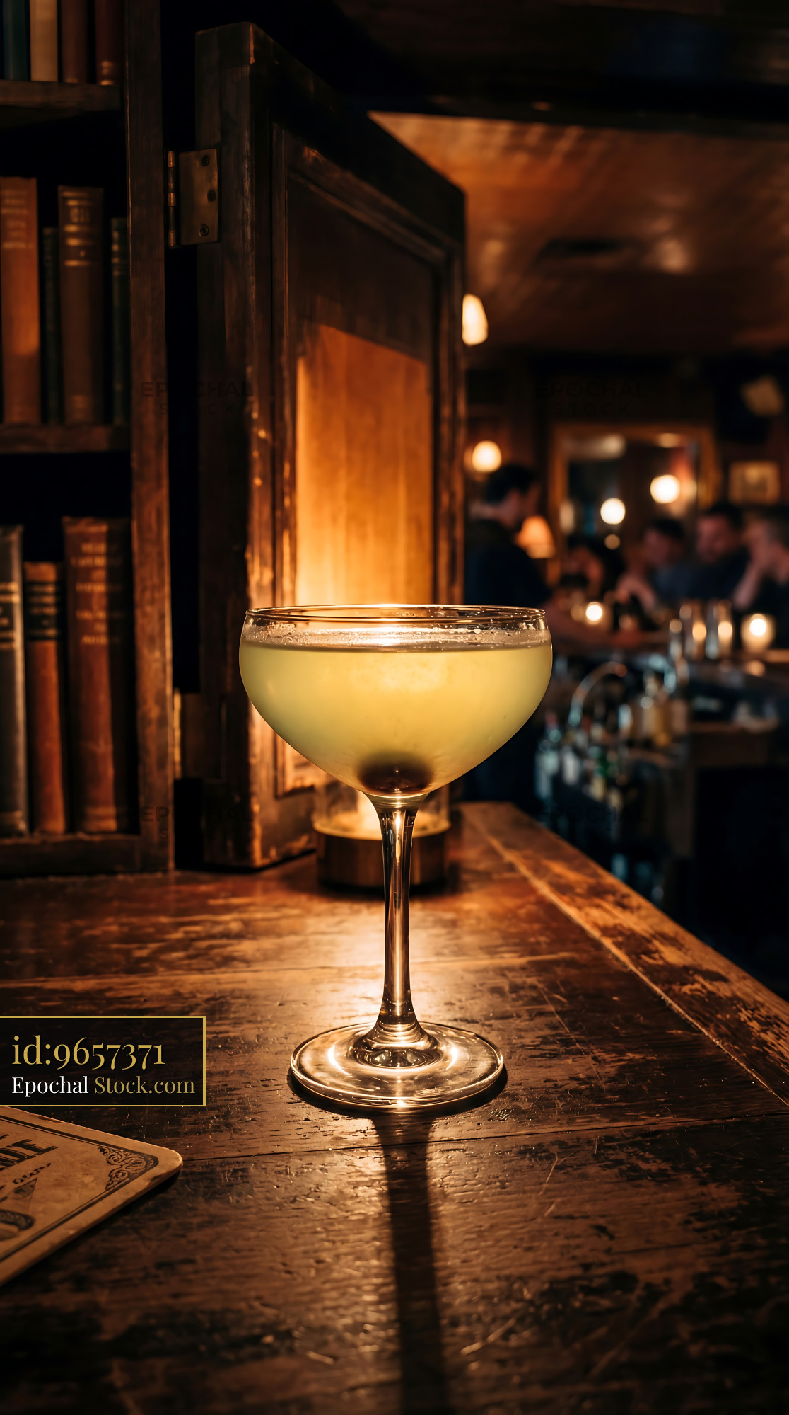 Final Ward Cocktail in Coupe Glass at Bar - stock photo