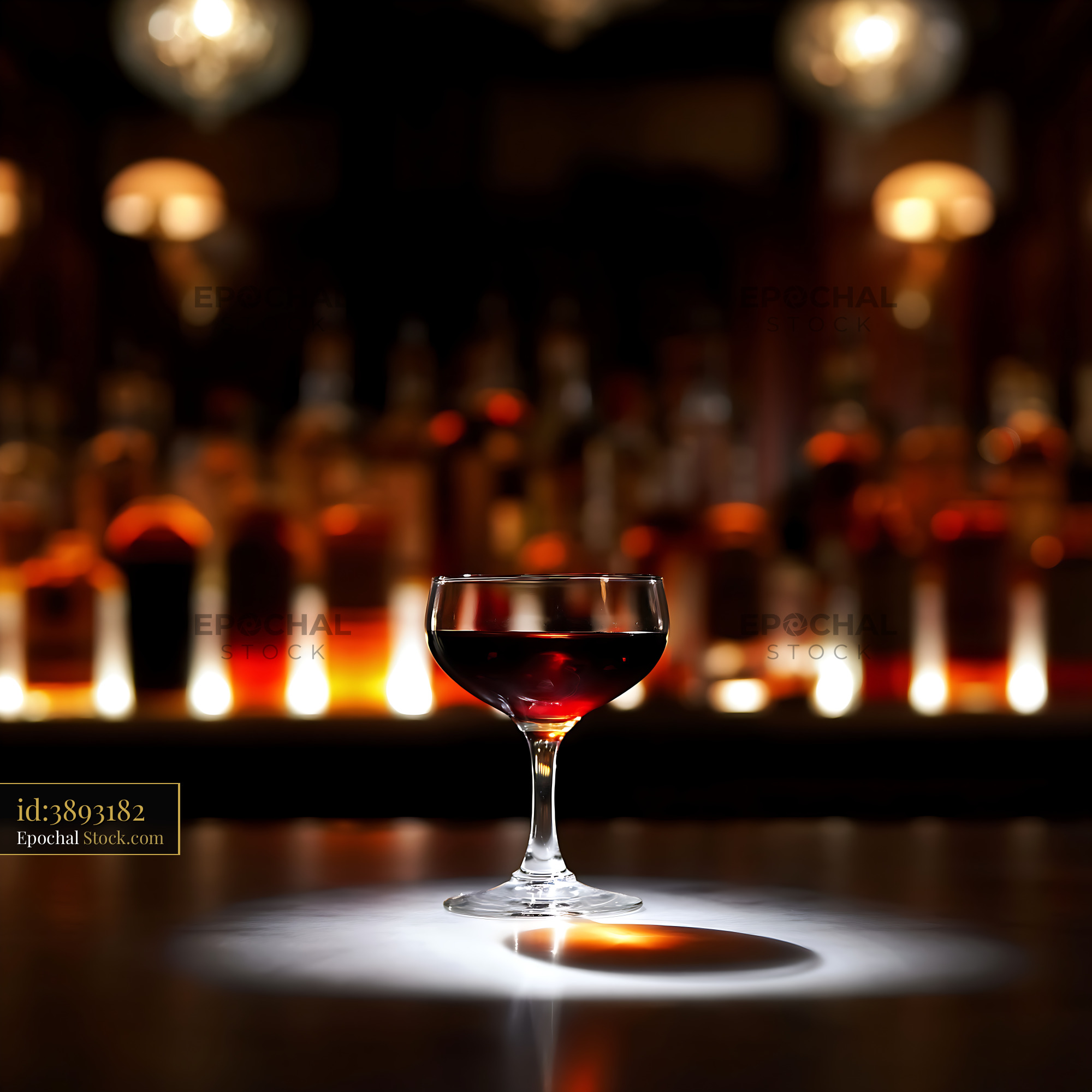 Bushwick Cocktail in Coupe Glass, Bar Setting - stock photo