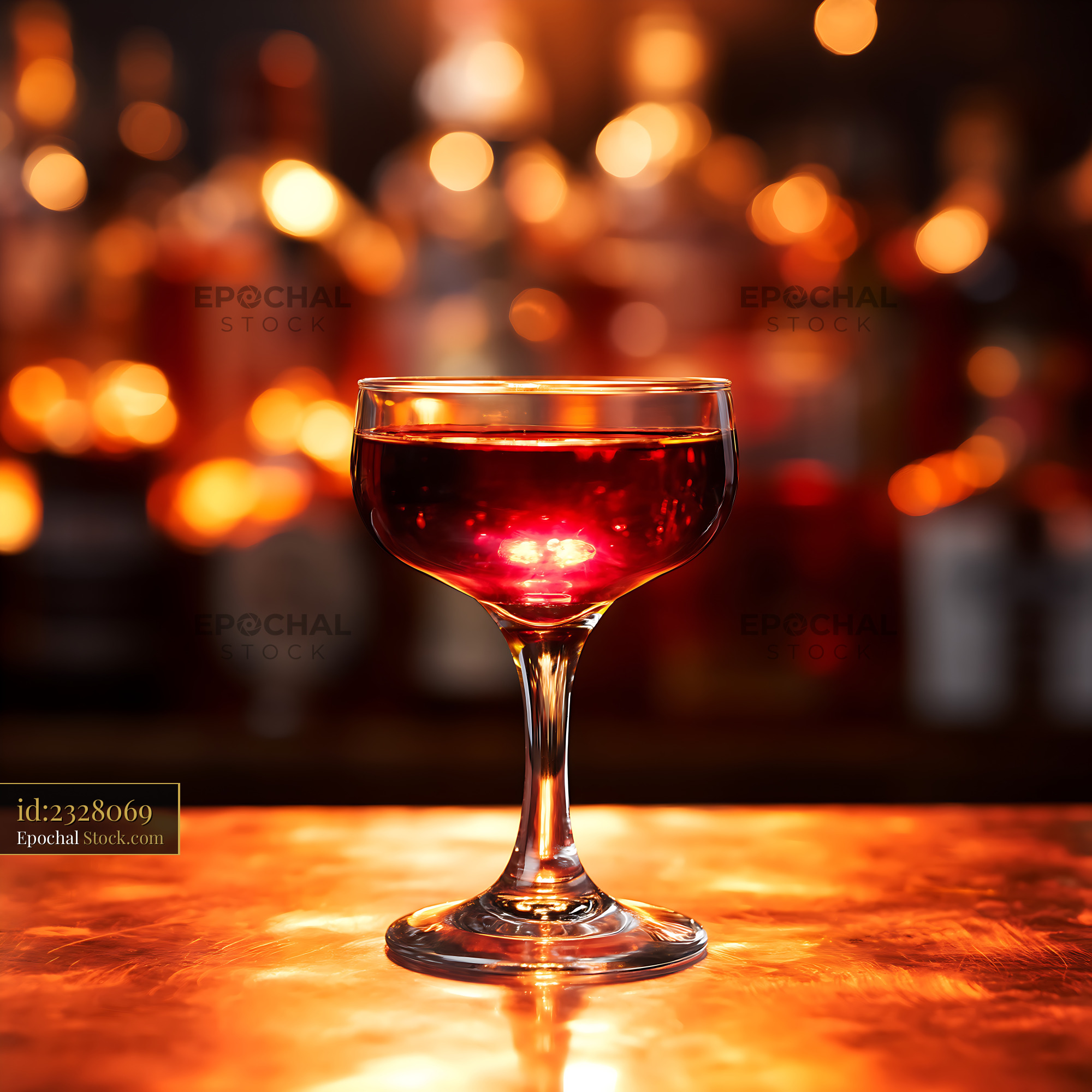 Bushwick Cocktail in Coupe Glass at Bar - stock photo