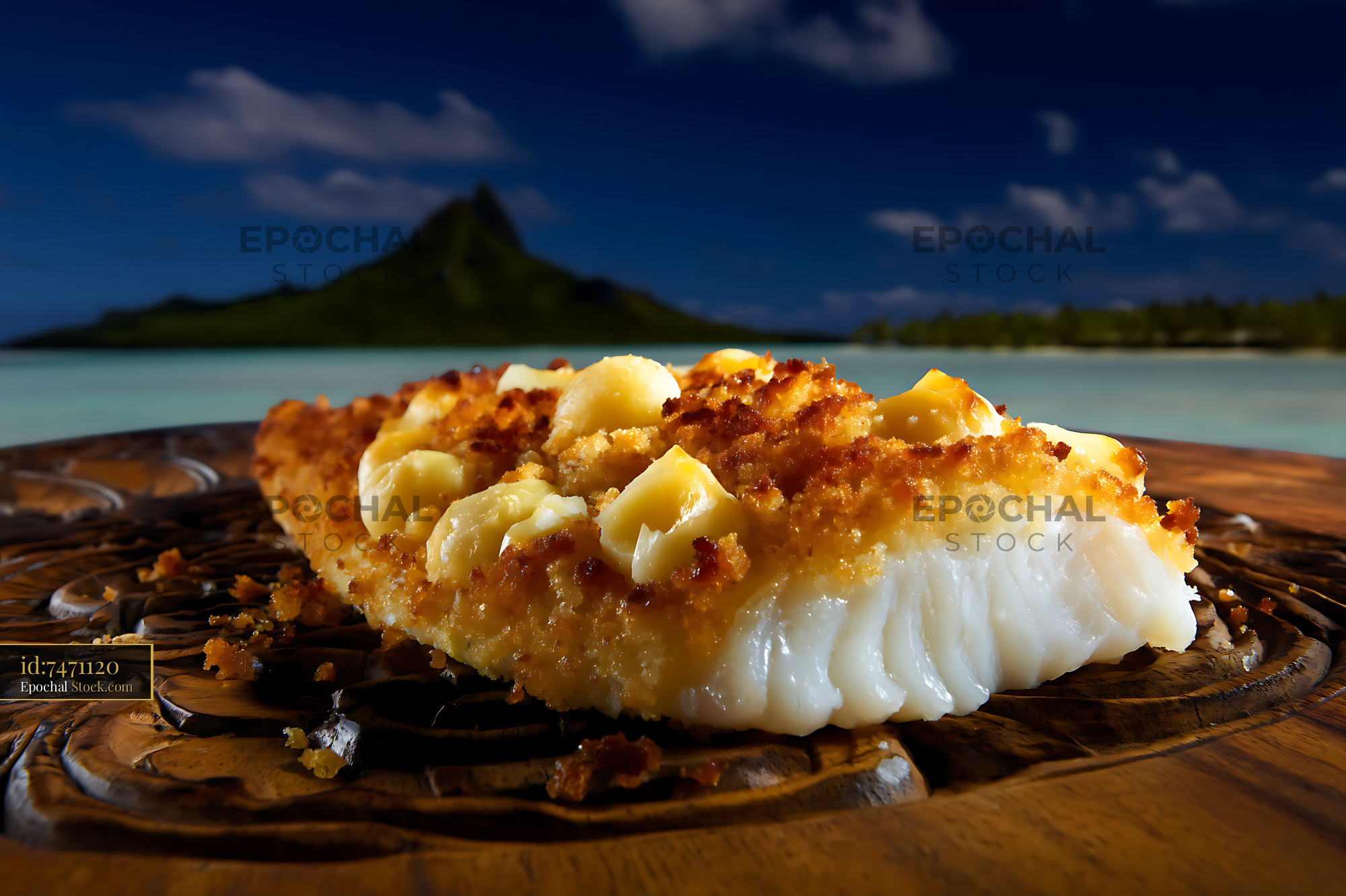 Macadamia-Crusted Fish Fine Dining Paradise - stock photo
