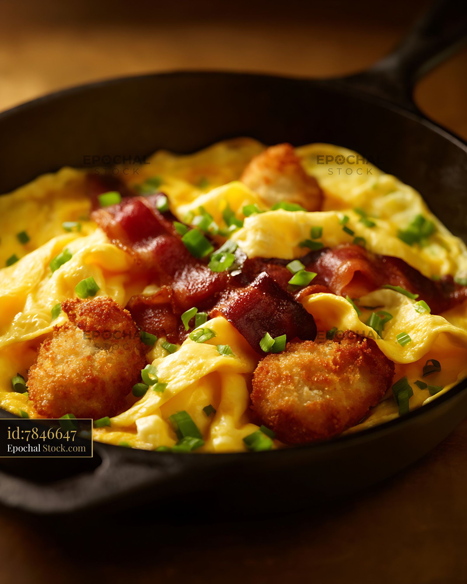 Pan-Fried Shrimp and Cheese Omelet - stock photo