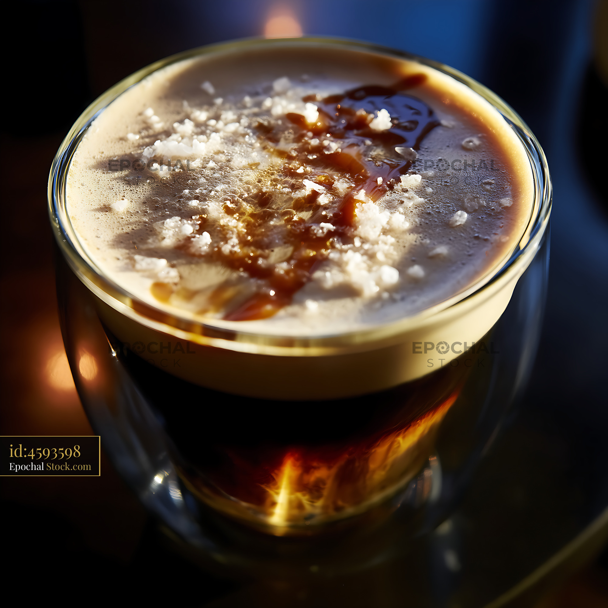 Nitro Caramel Coffee with Spiced Foam - stock photo