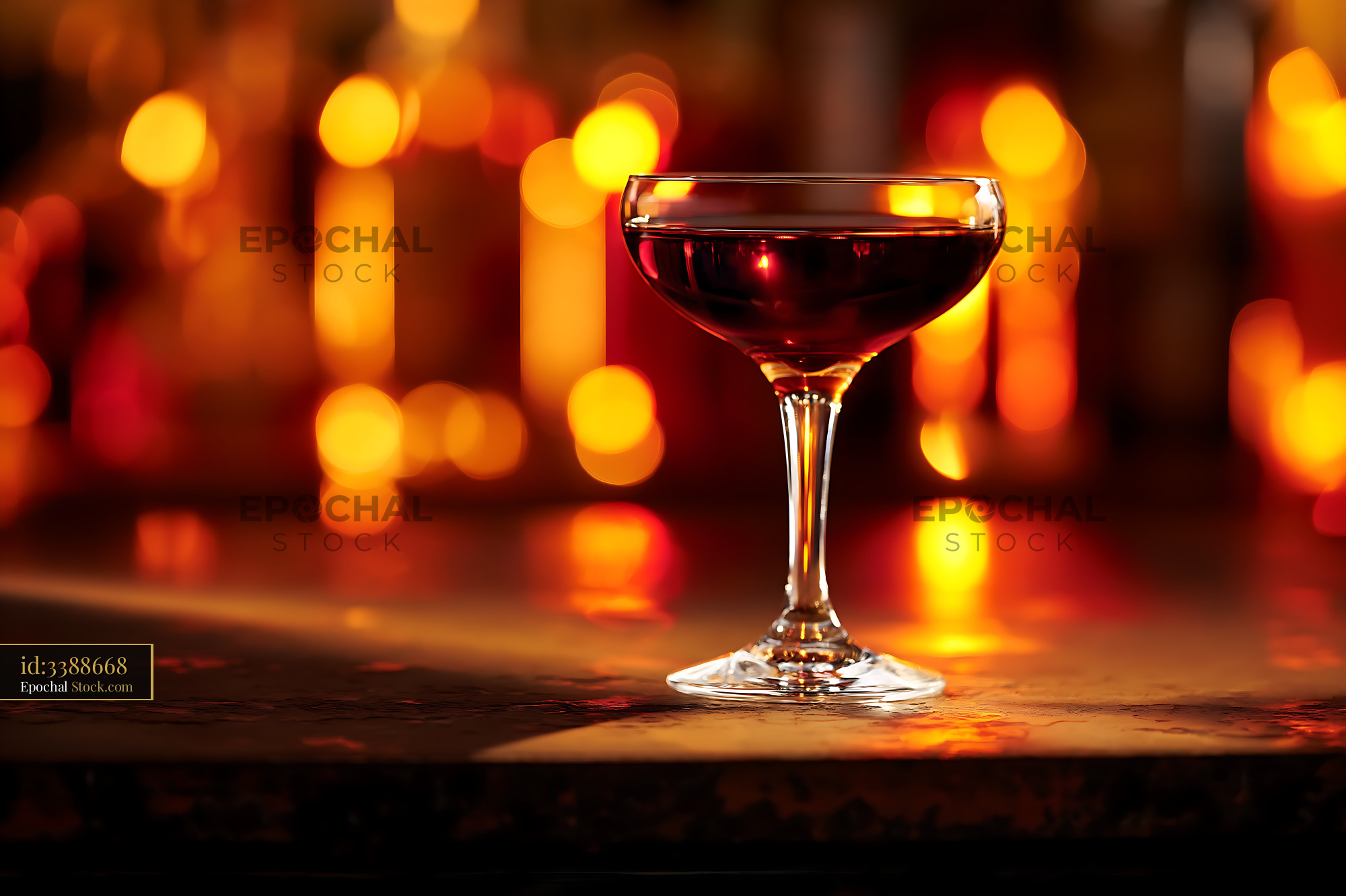 Bushwick Cocktail in Coupe Glass with Warm Lighting - stock photo