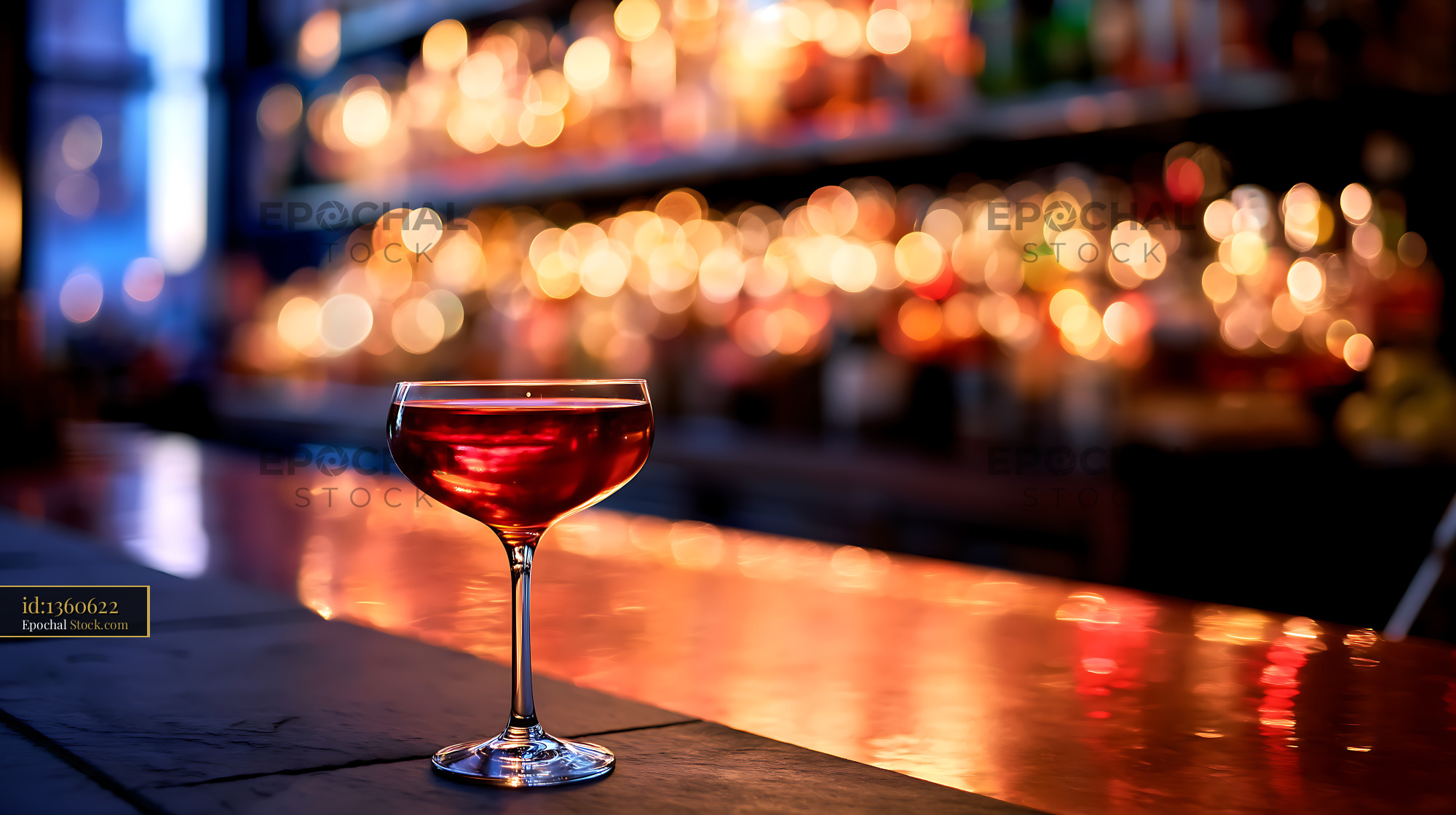 Bushwick Cocktail on Dark Bar Counter - stock photo