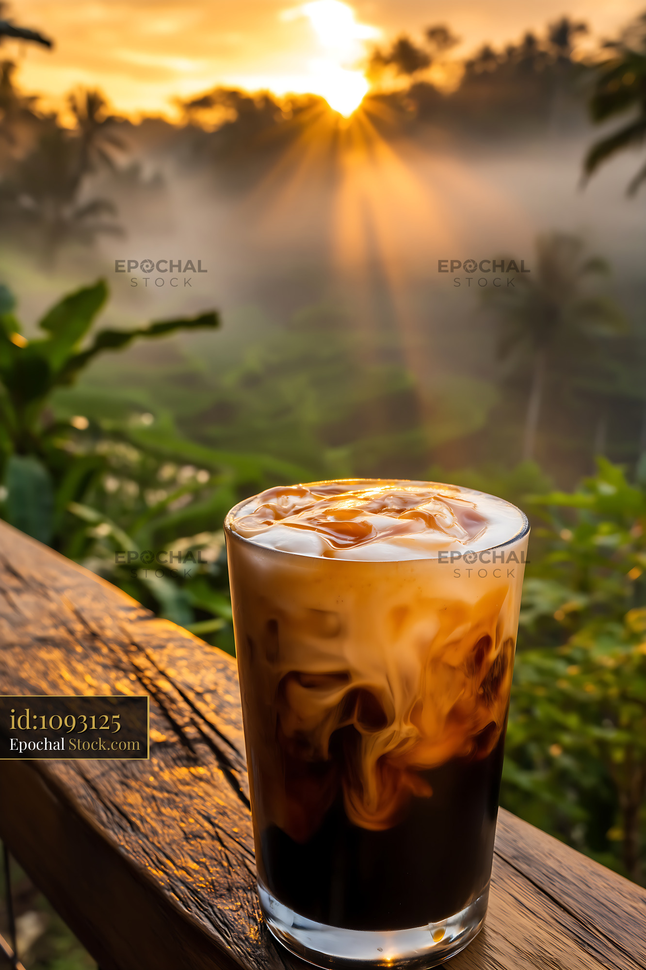 Nitro Caramel Coffee with Tropical Sunrise - stock photo