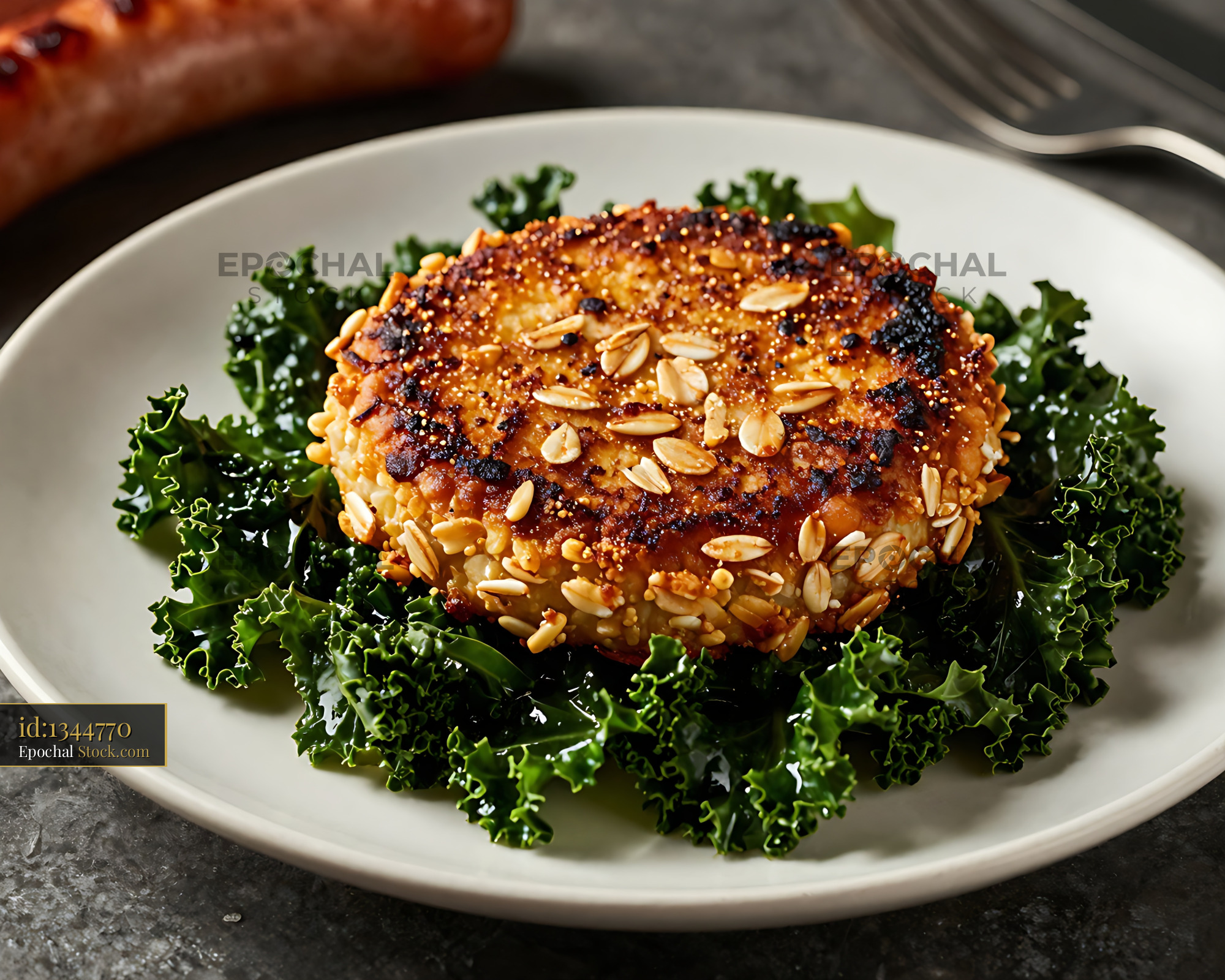 Glazed Meatball with Sesame Seeds and Almonds - stock photo