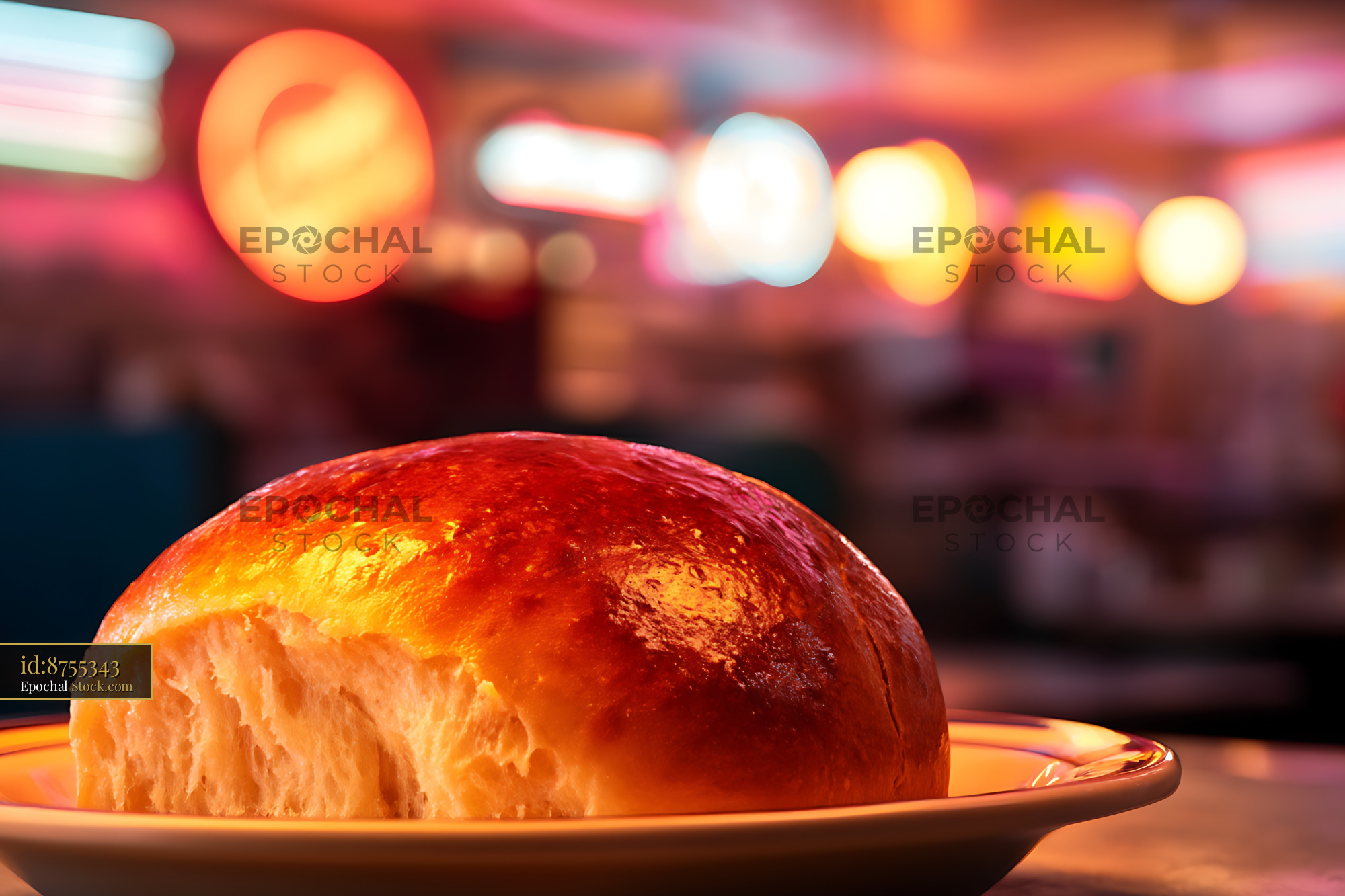 Luminous Golden Sphere on Plate with Bokeh - stock photo