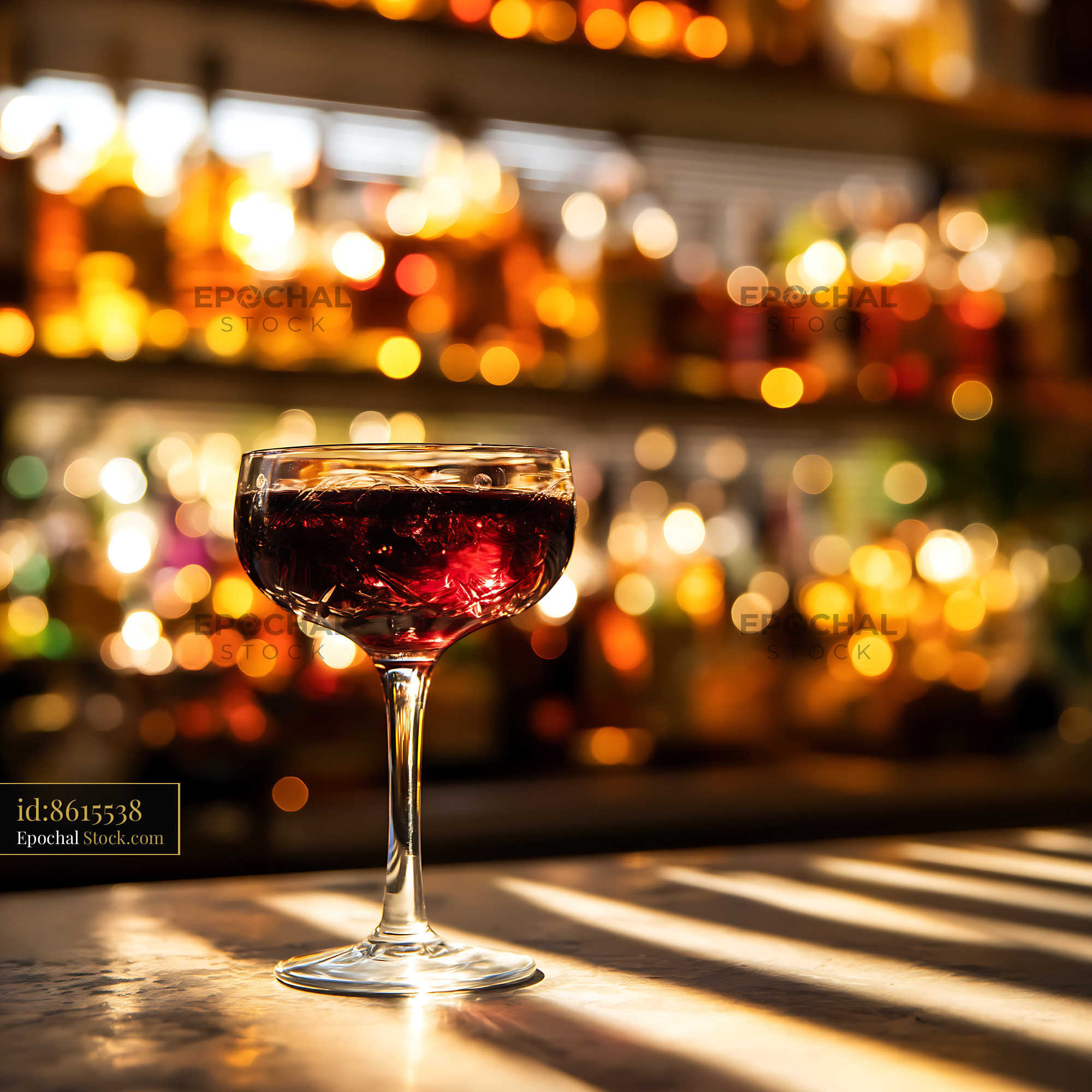 Bushwick Cocktail in Coupe at Bar - stock photo